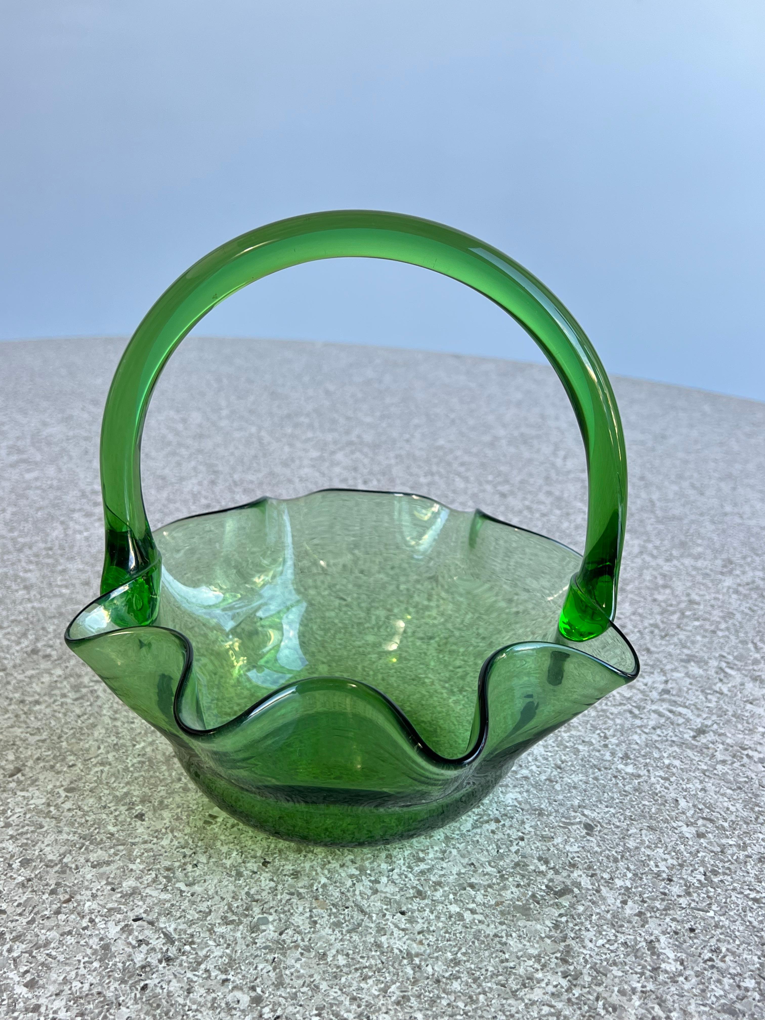 Mid-20th Century Italian Glass Bowl by Vetri Di Empoli For Sale