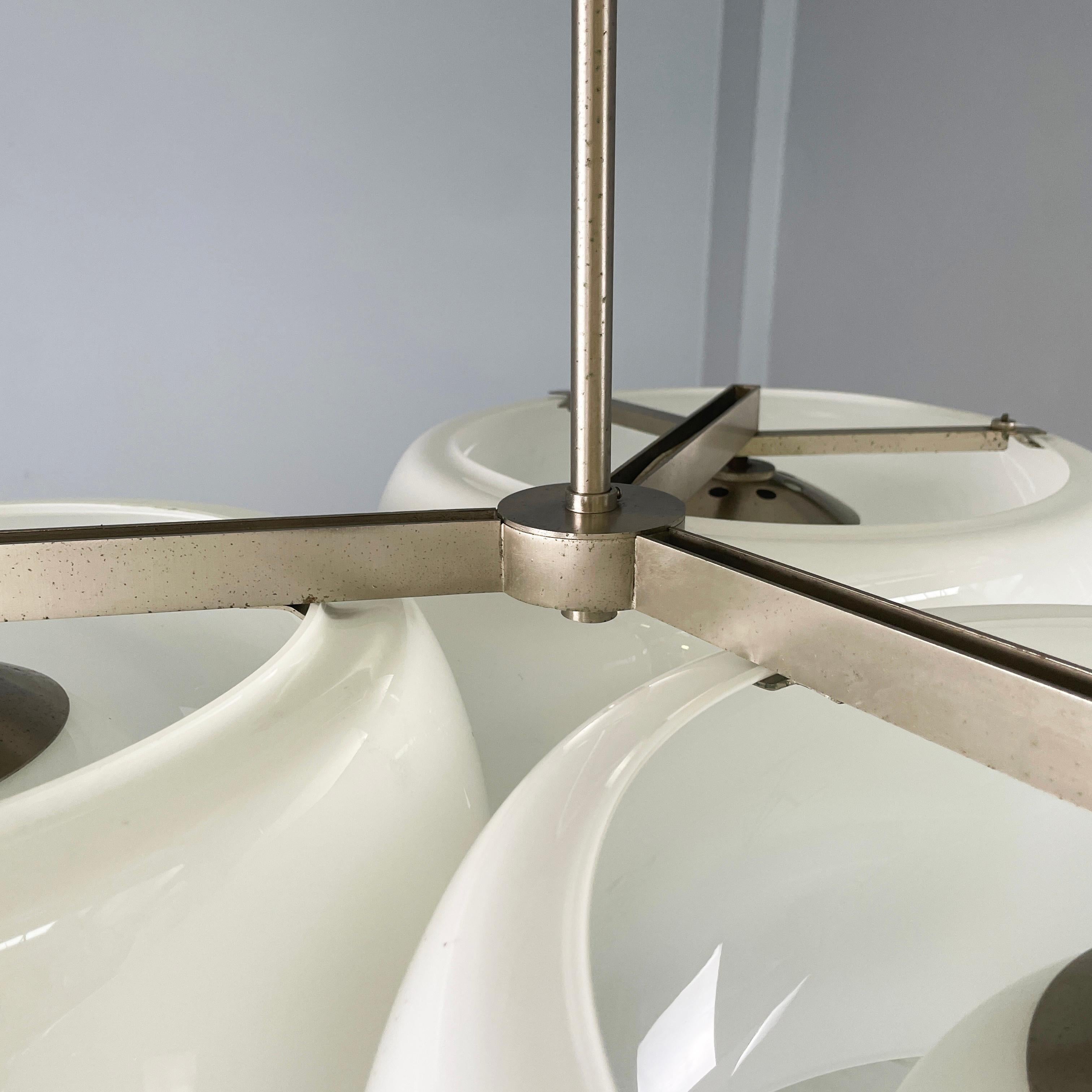 Italian glass brass chandelier Triclinio by Vico Magistretti for Artemide, 1970s For Sale 9