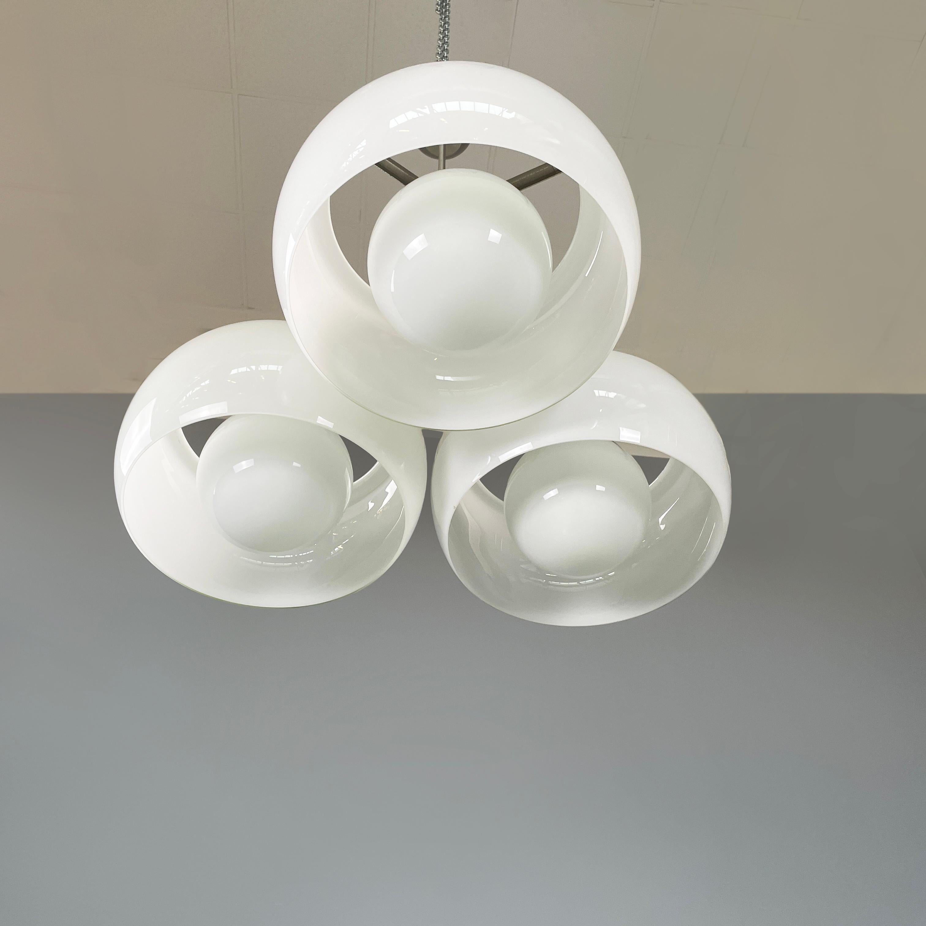 Brass Italian glass brass chandelier Triclinio by Vico Magistretti for Artemide, 1970s For Sale