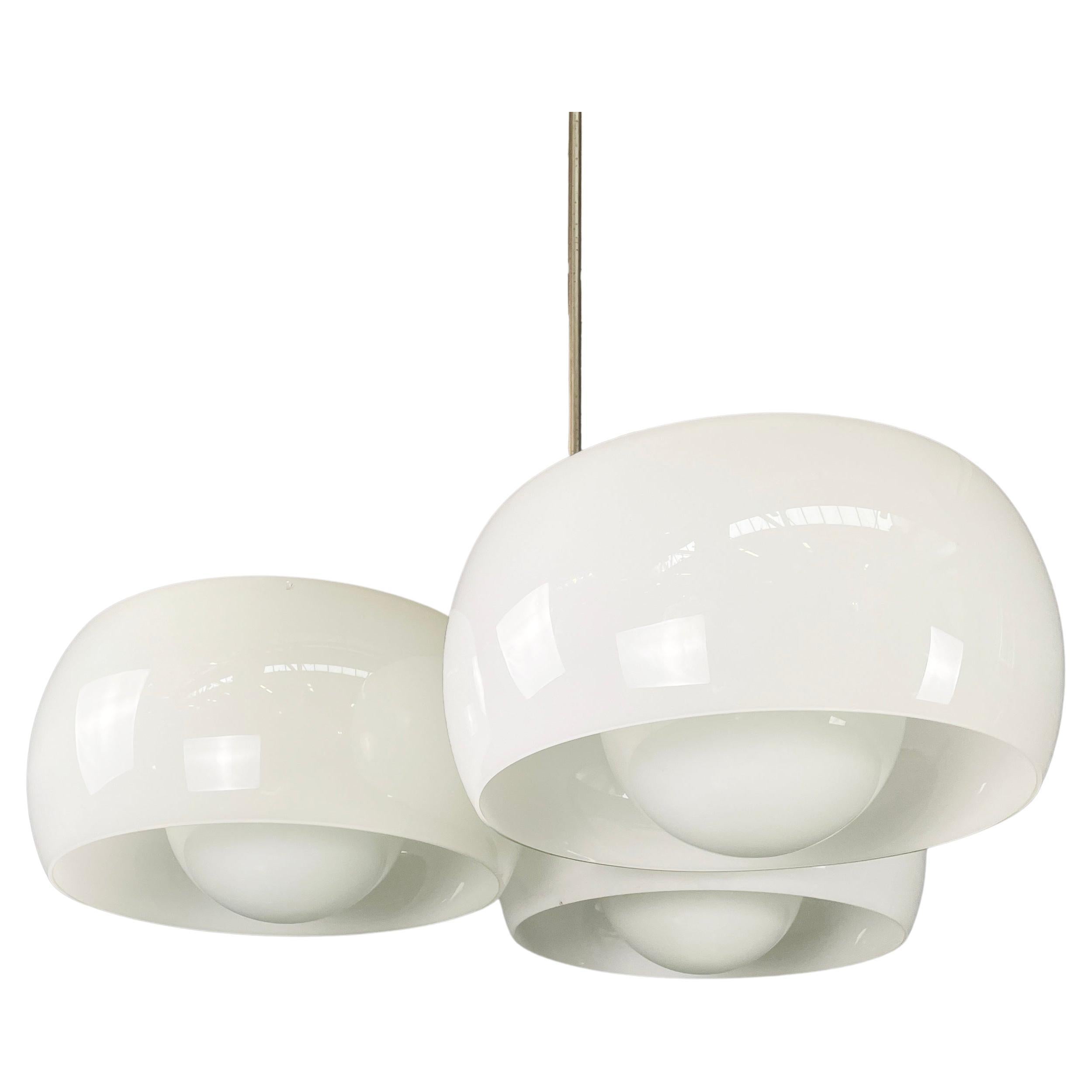 Italian glass brass chandelier Triclinio by Vico Magistretti for Artemide, 1970s