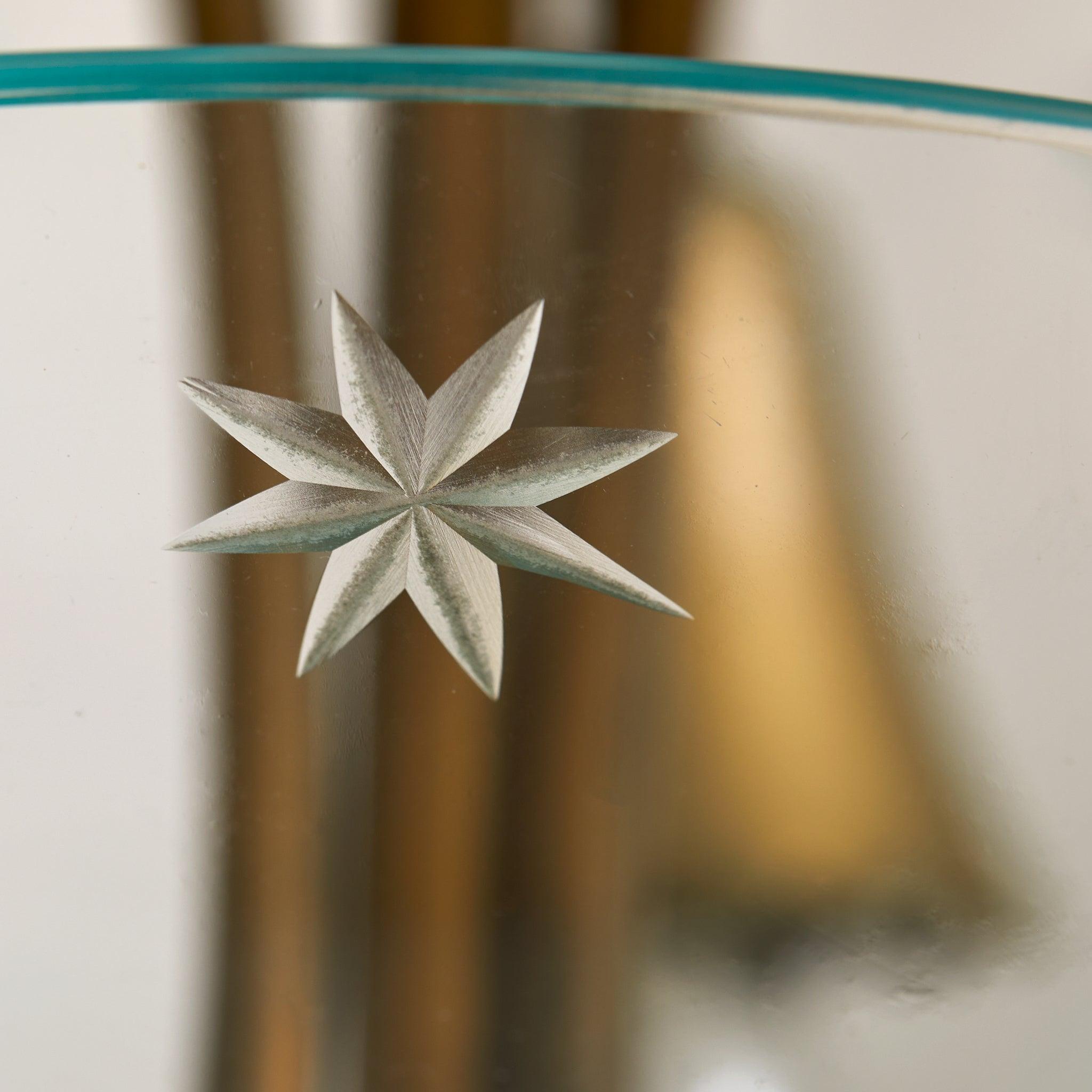 Araña italiana de cristal y latón con motivos de estrellas, años 40 Latón en venta