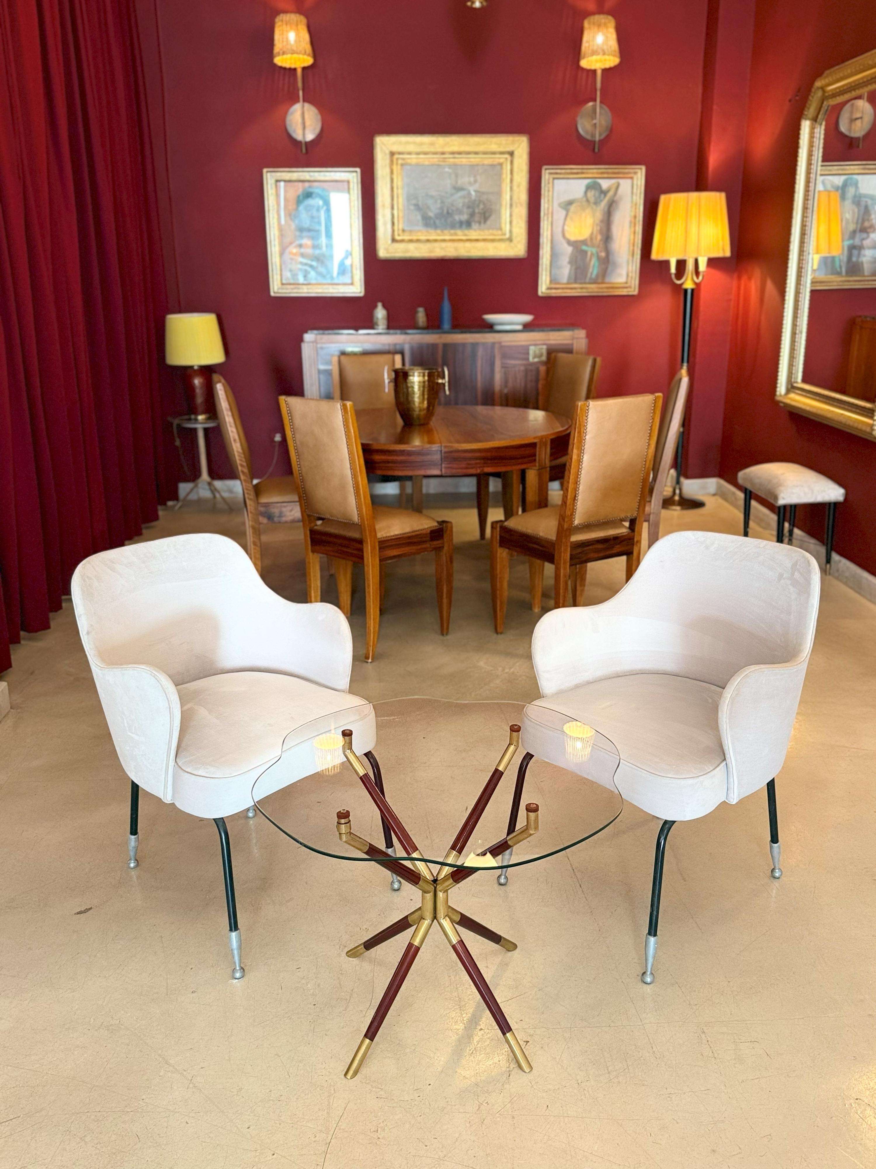Mid-Century Modern Italian Glass & Brass Coffee Table by Cesare Lacca, 1958 For Sale