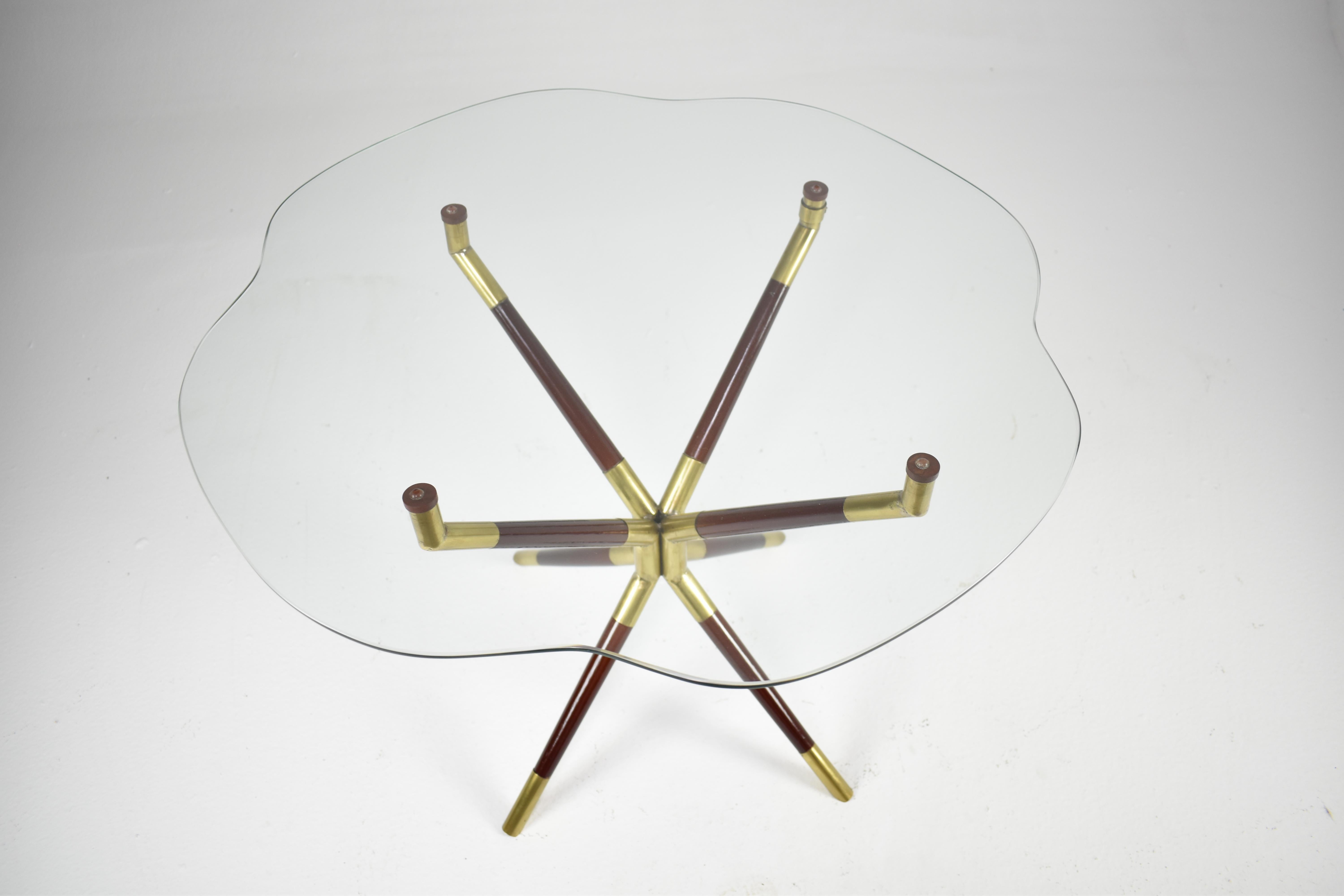 Metal Italian Glass & Brass Coffee Table by Cesare Lacca, 1958 For Sale