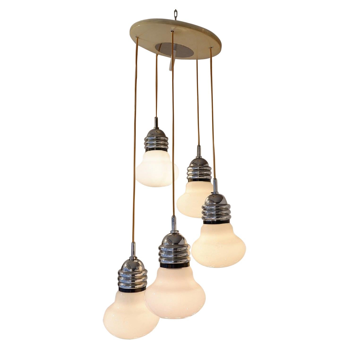 Lampada a sospensione con lampadine di vetro italiane