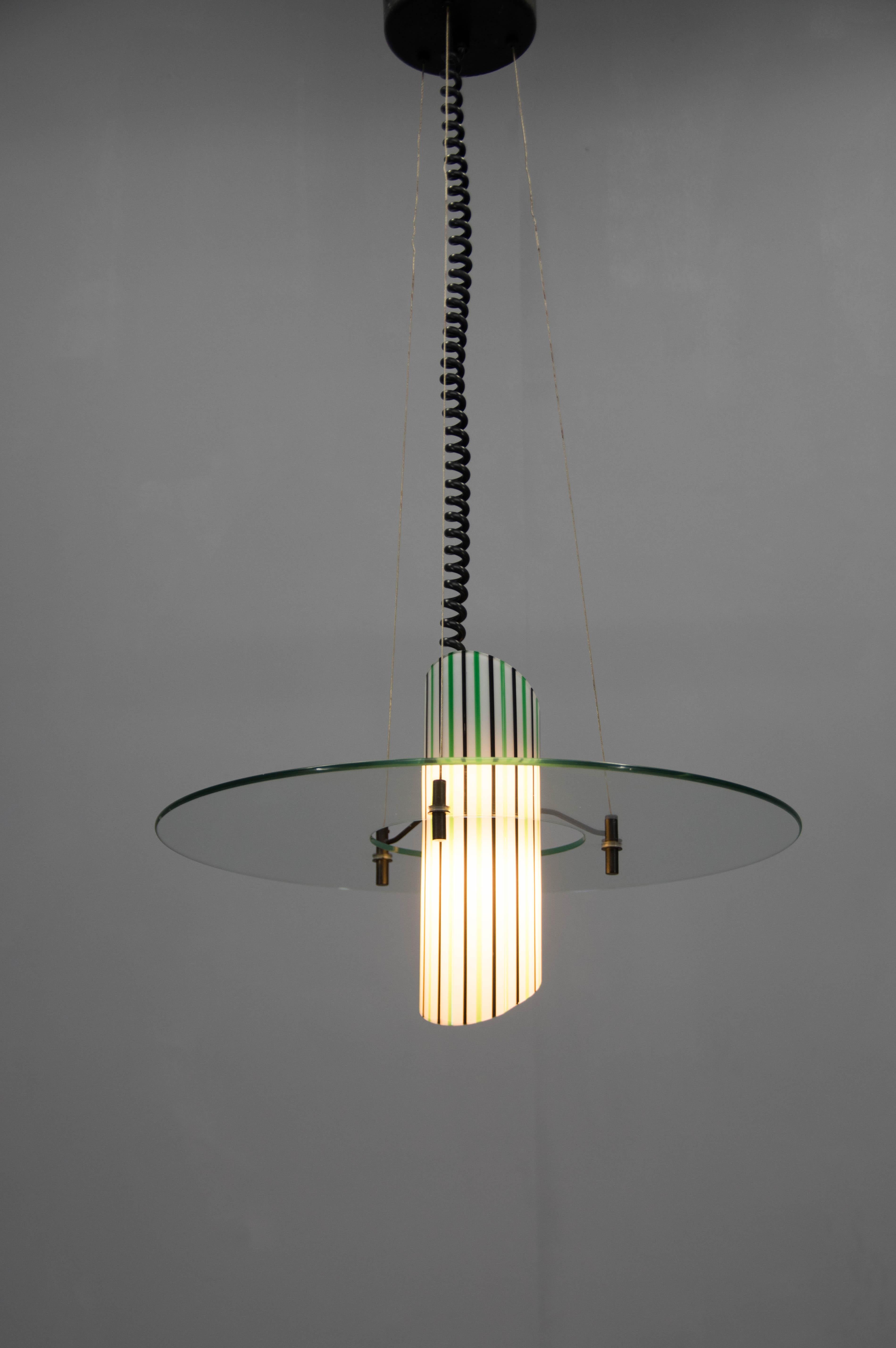 Mid-Century Modern Italian Glass Chandelier, 1980s For Sale