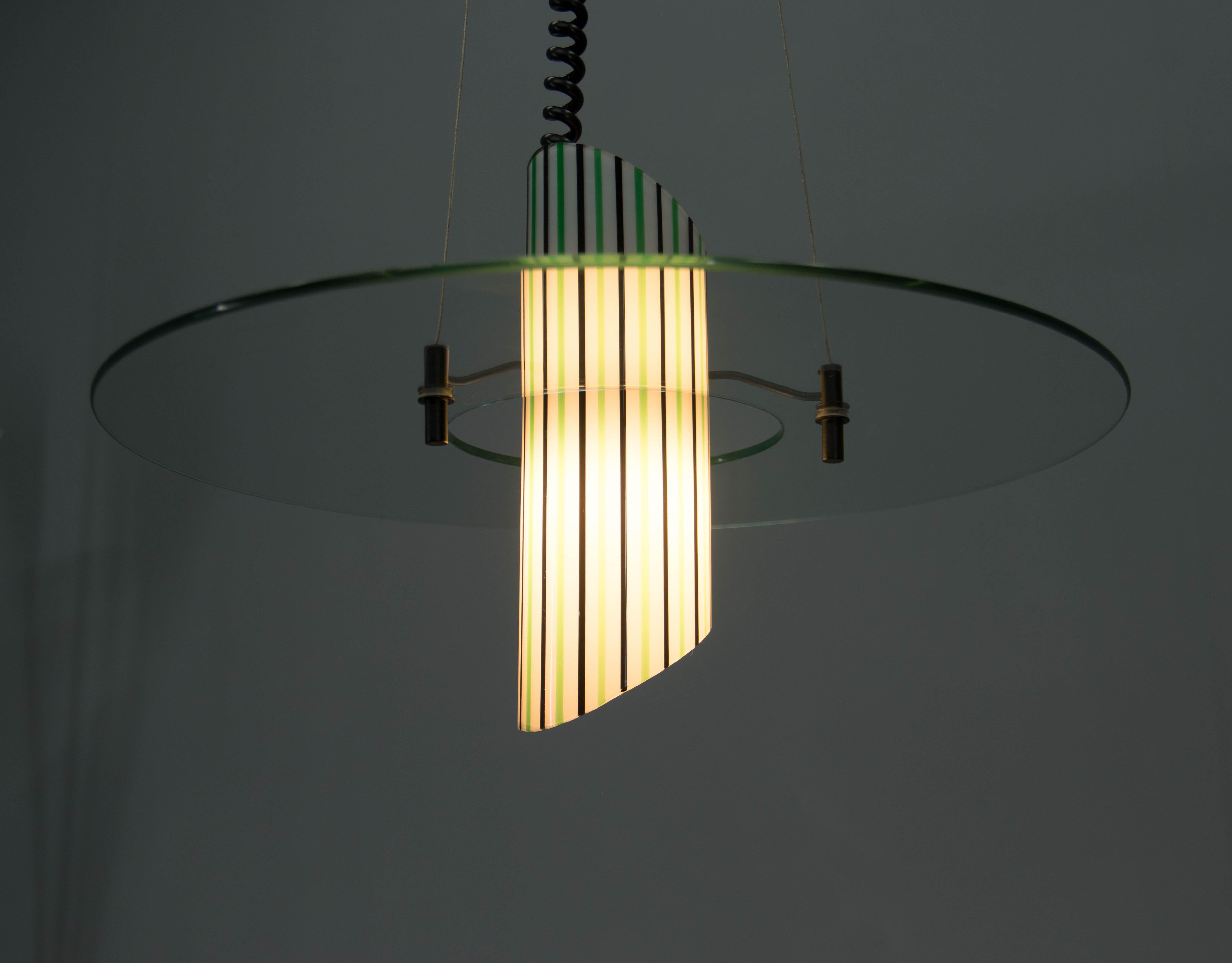 Metal Italian Glass Chandelier, 1980s For Sale
