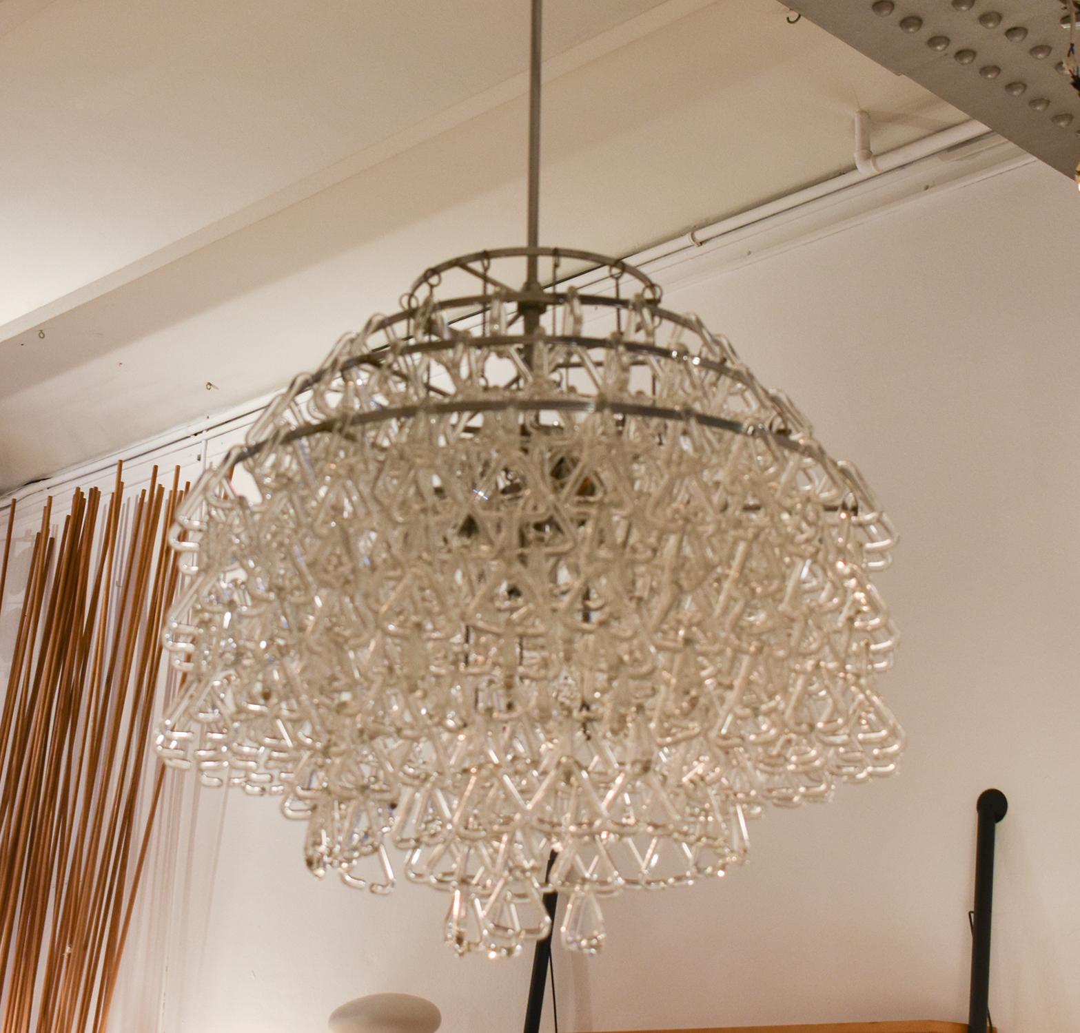 Italian Glass Chandelier from 1970's For Sale 8