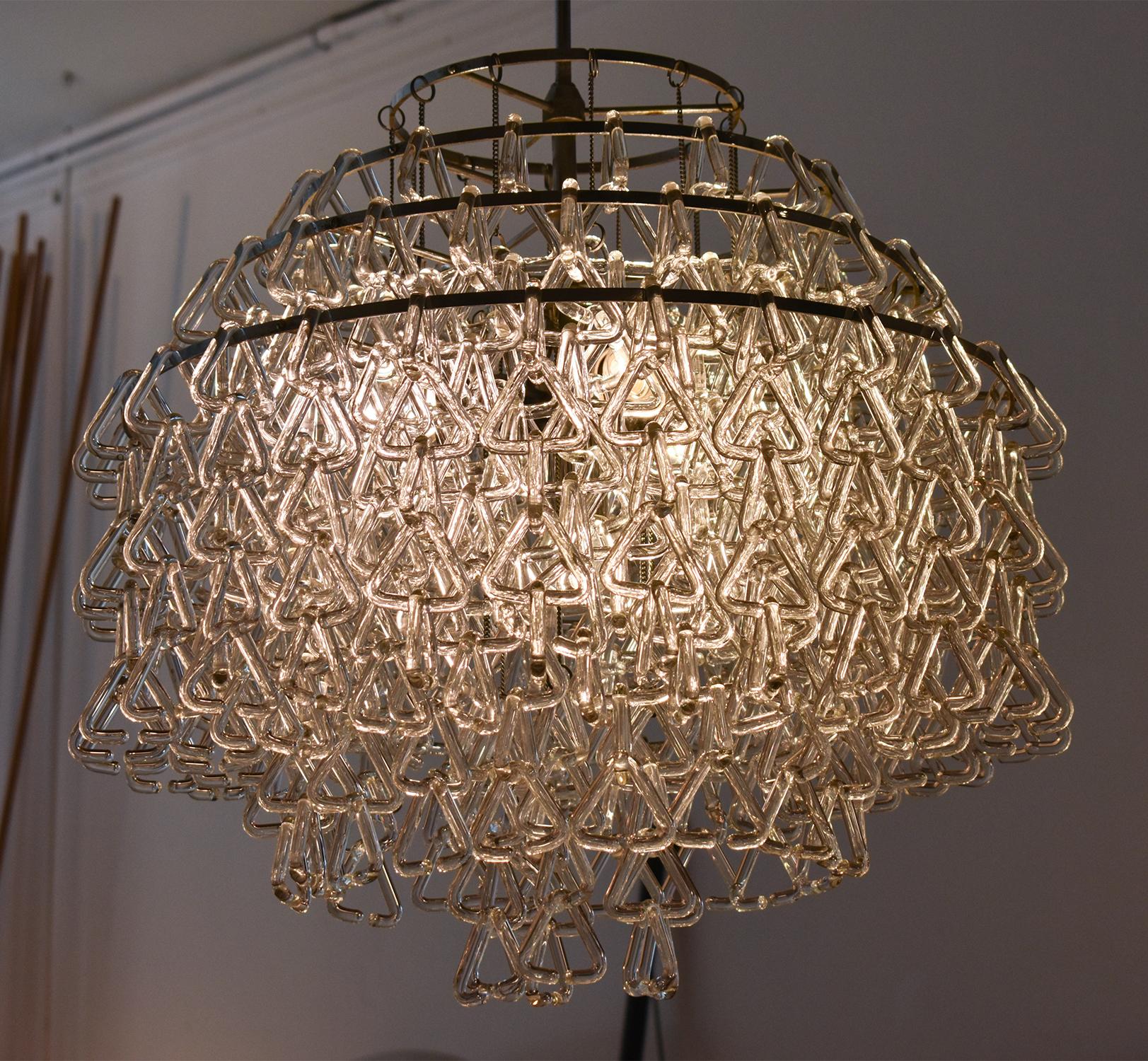 Modern Italian Glass Chandelier from 1970's For Sale