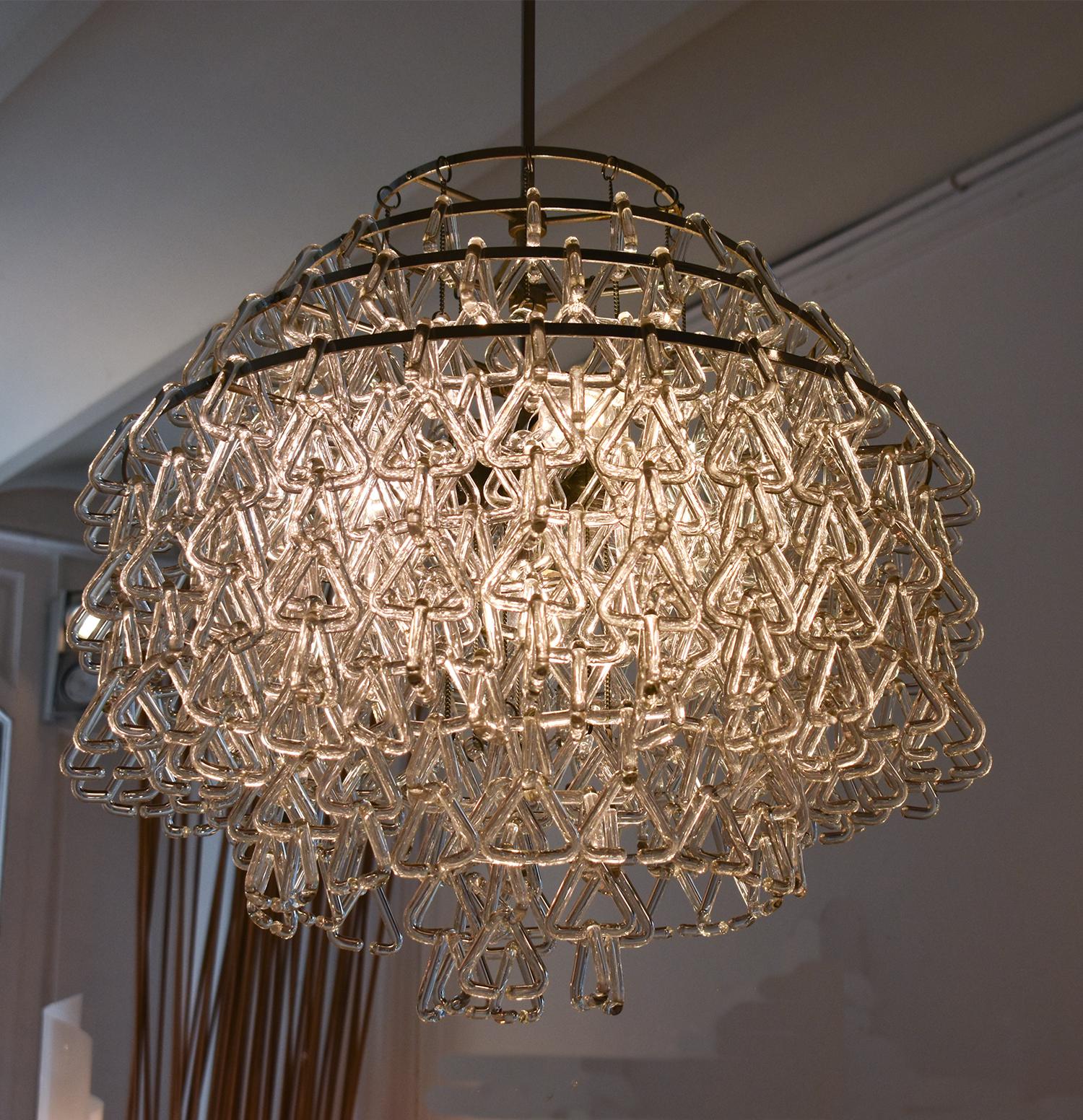 Italian Glass Chandelier from 1970's In Good Condition For Sale In Barcelona, Cataluna