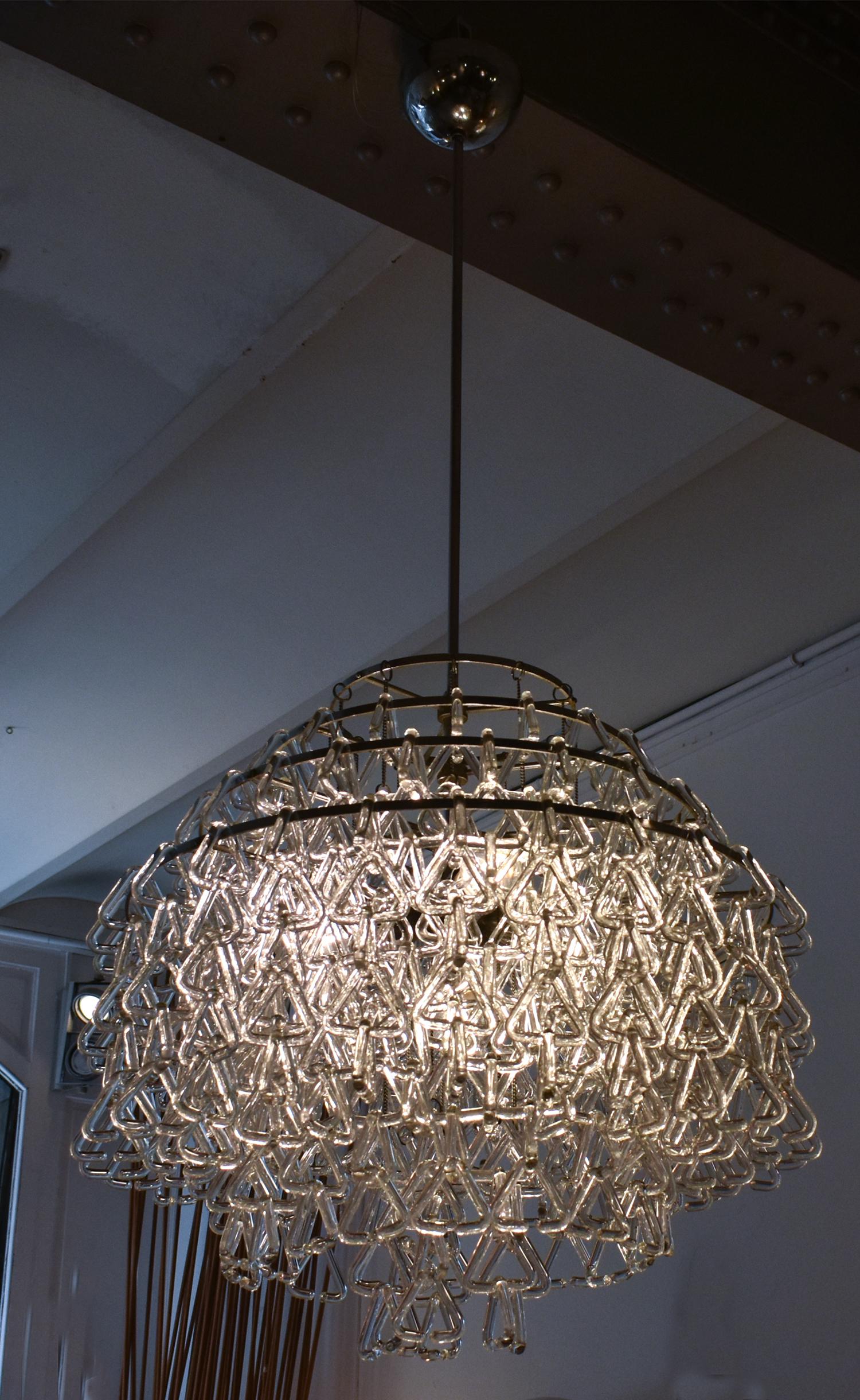 Late 20th Century Italian Glass Chandelier from 1970's For Sale