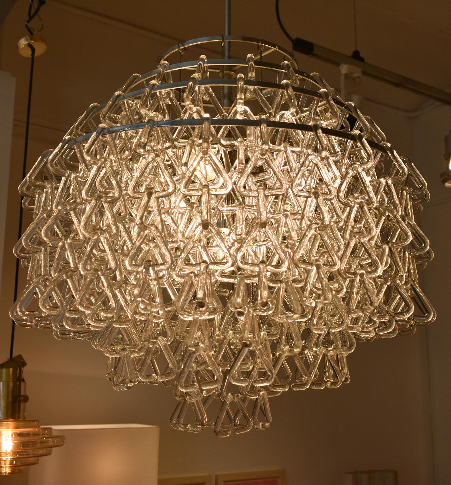 Late 20th Century Italian Glass Chandelier from 1970's For Sale