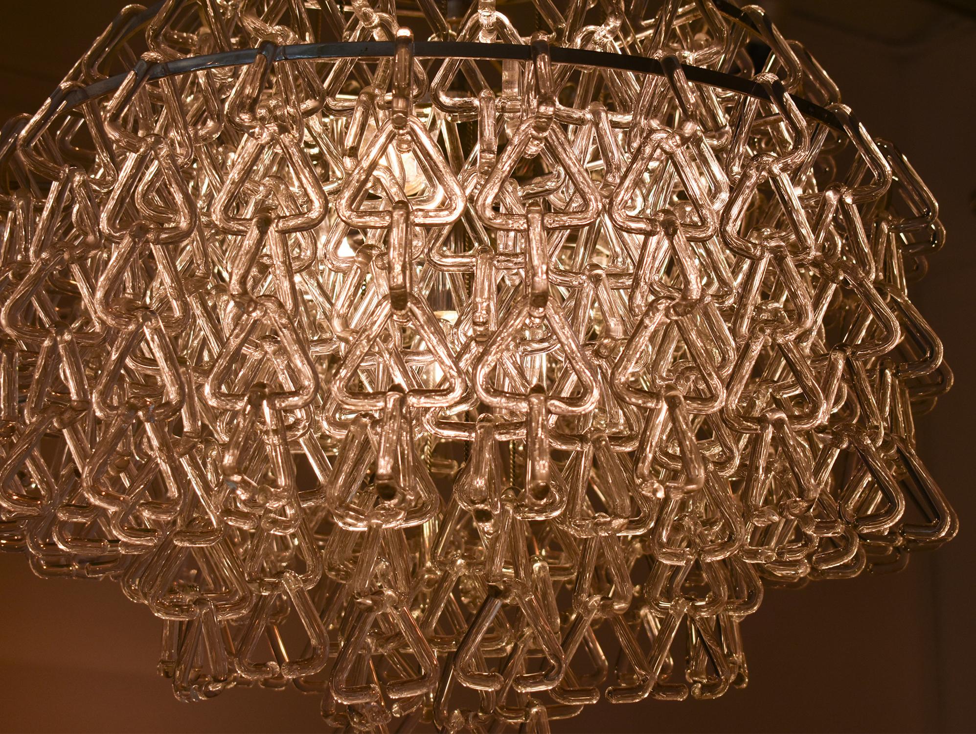 Italian Glass Chandelier from 1970's For Sale 1