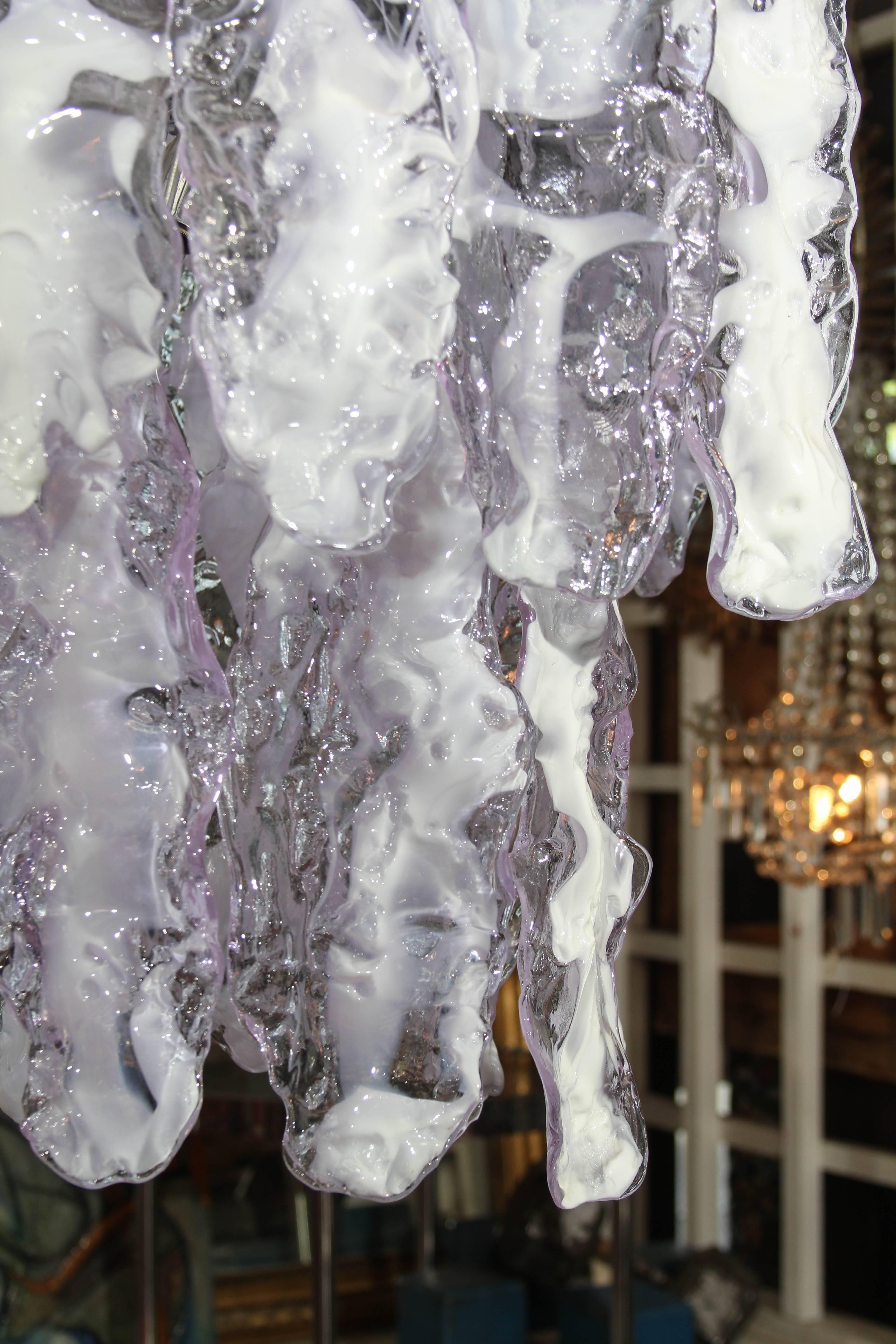 Italian Glass Chandelier in Lavender For Sale 1