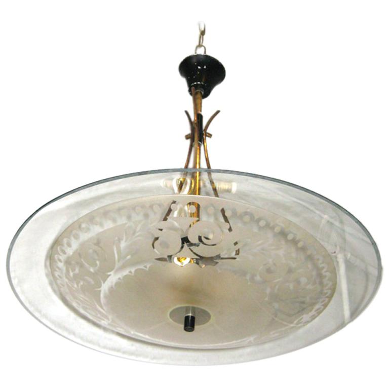 Italian Glass chandelier in the style of Pietro Chiesa For Sale