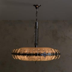 Lampadario italiano in vetro e cromo nello stile di Fontana Arte, anni ’60