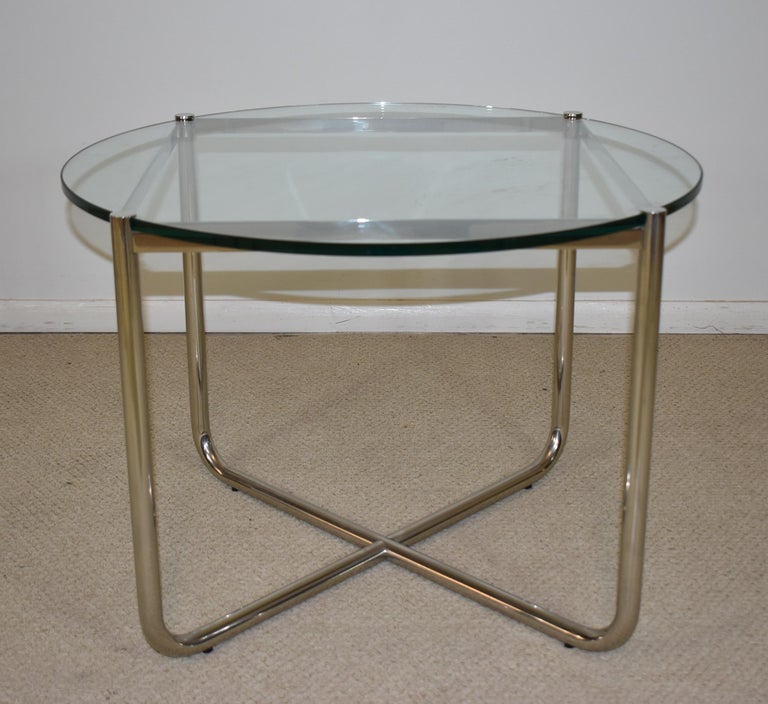Italian Glass and Chrome Side Table Mies Van Der Rohe for Knoll For Sale at  1stDibs