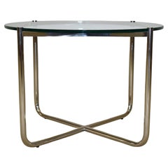 Italian Glass & Chrome Side Table Mies Van Der Rohe for Knoll