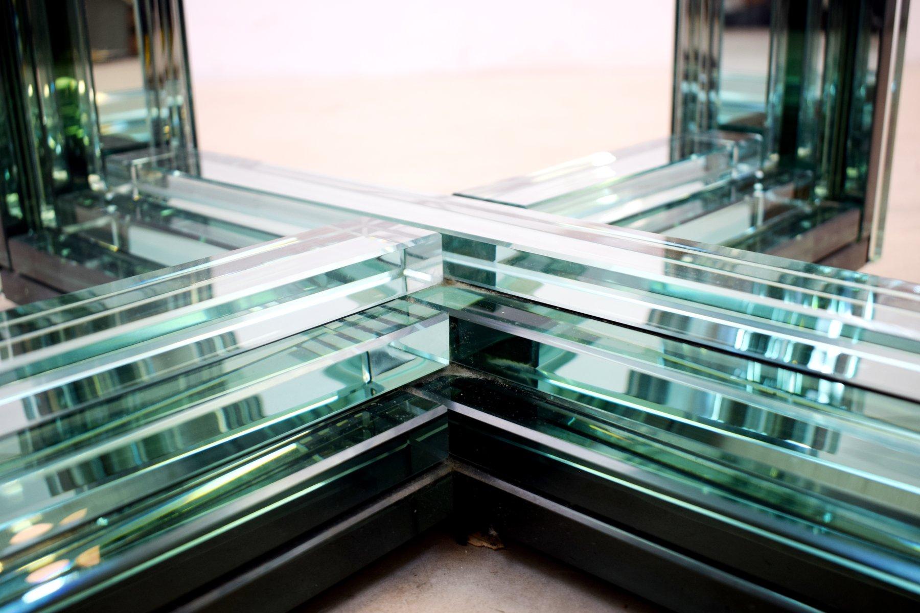 Late 20th Century Italian Glass Coffee Table, 1970s For Sale