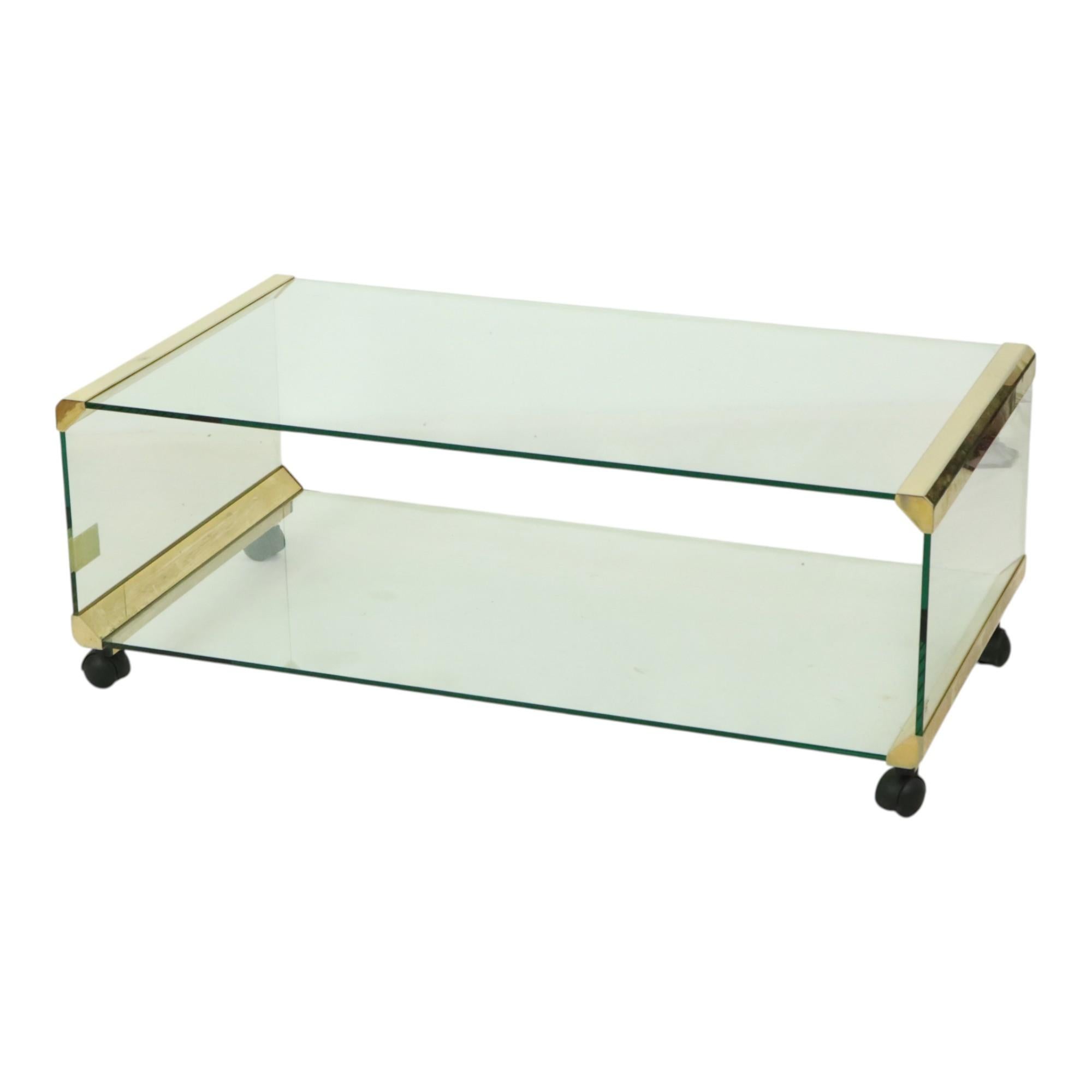 Hollywood Regency Tavolino in vetro italiano Gallotti & Radice Vintage Design 100cm in vendita
