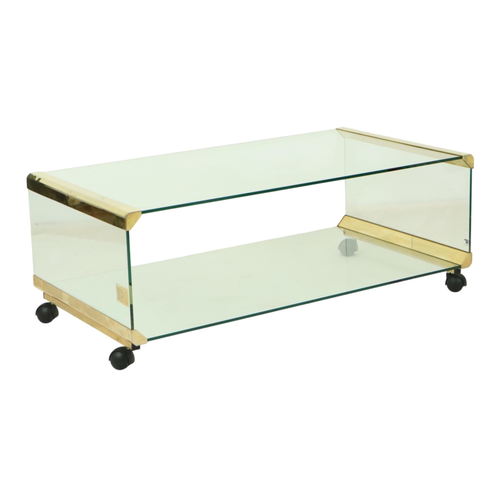Metallo Tavolino in vetro italiano Gallotti & Radice Vintage Design 100cm in vendita