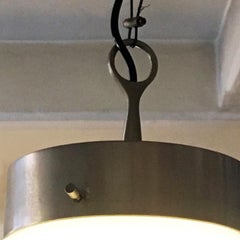 Lampada da soffitto italiana in vetro, cristallo e ottone Mod, Delta, di Sergio Mazza, anni '50