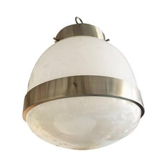 Lampe de plafond italienne en verre:: cristal et laiton Mod:: Delta:: par Sergio Mazza:: années 1950
