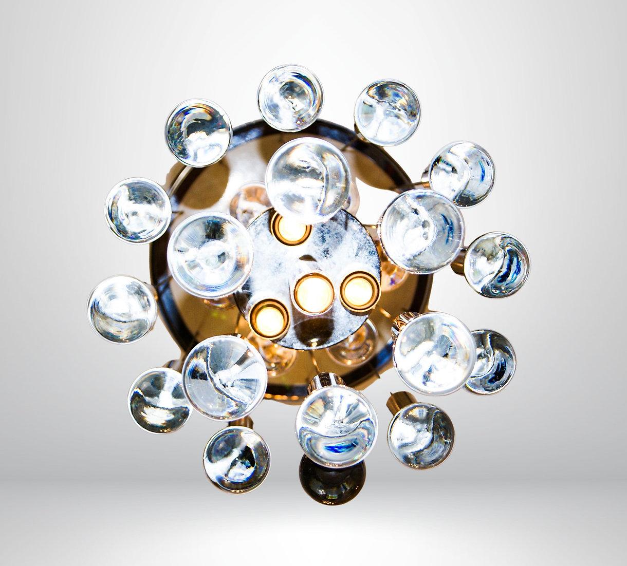 20th Century Italian Glass Crystal Balls & Chrome Chandelier by Gaetano Sciolari Attr. For Sale