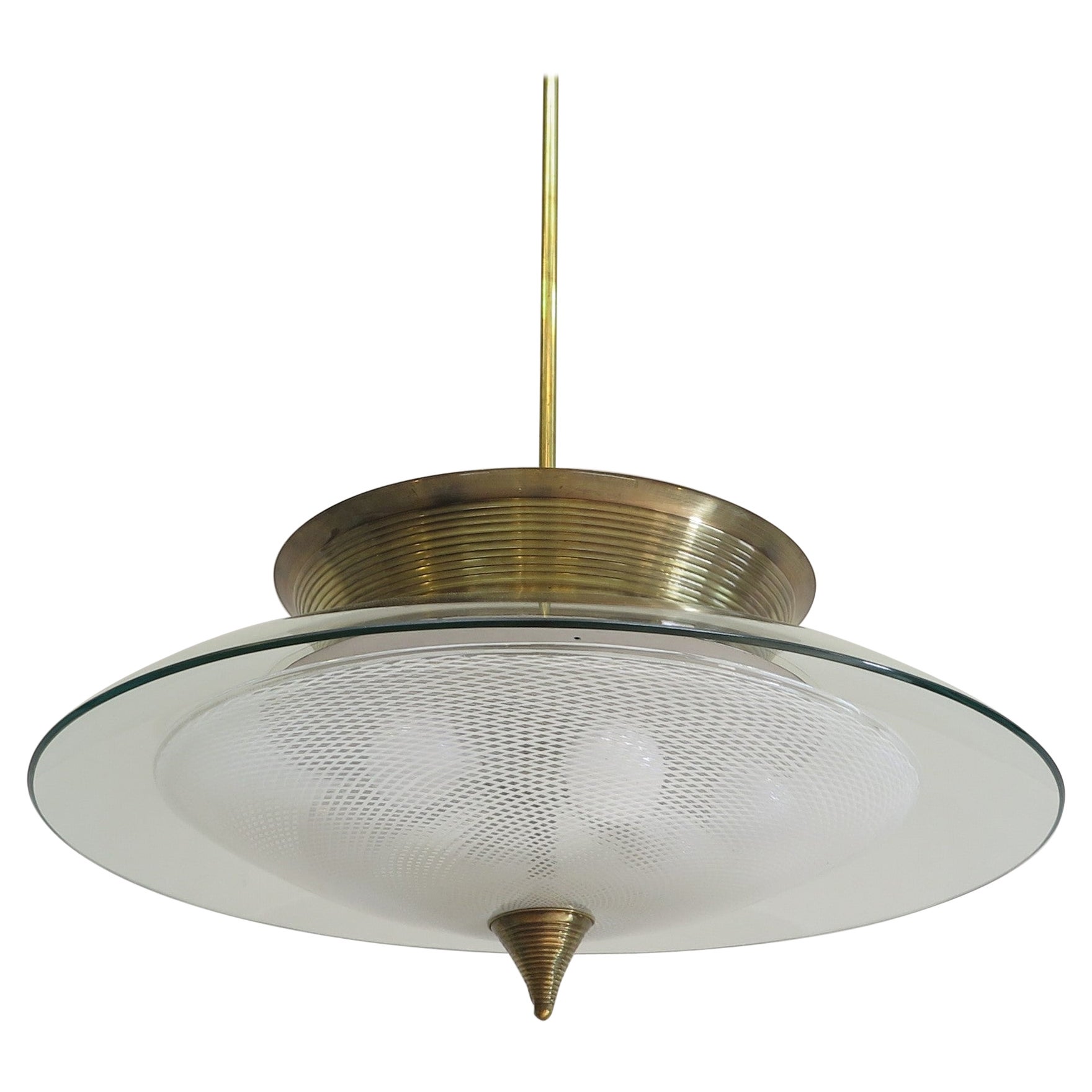 Italian Glass Dome Chandelier Pendant Fontana Arte