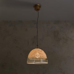 Italian Glass Dome Pendant with Abstract Pattern, 1970s