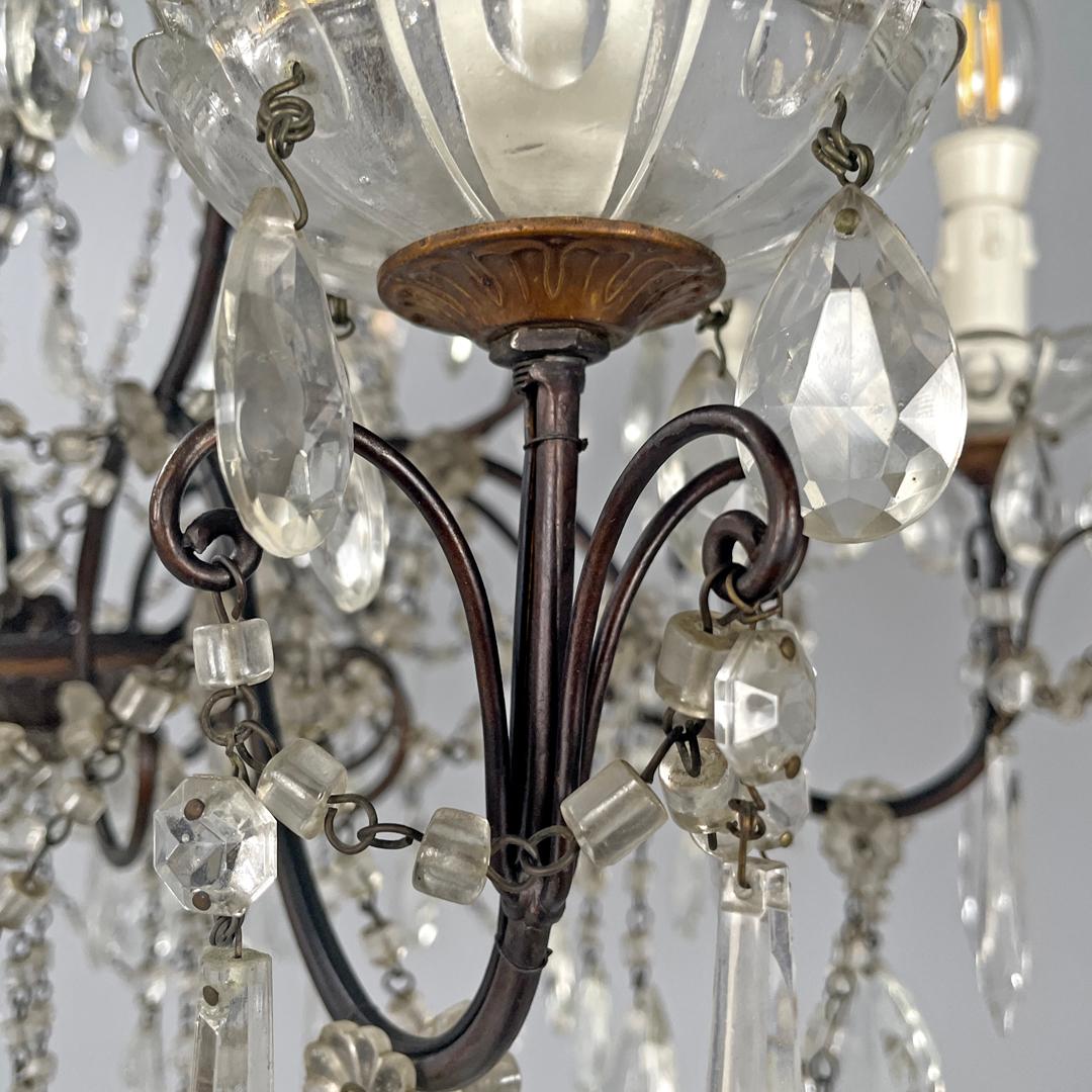Italian glass drop chandelier with metal structure, 1950s For Sale 7