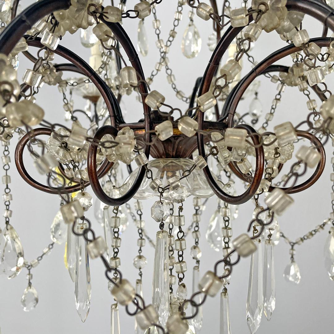 Italian glass drop chandelier with metal structure, 1950s For Sale 10