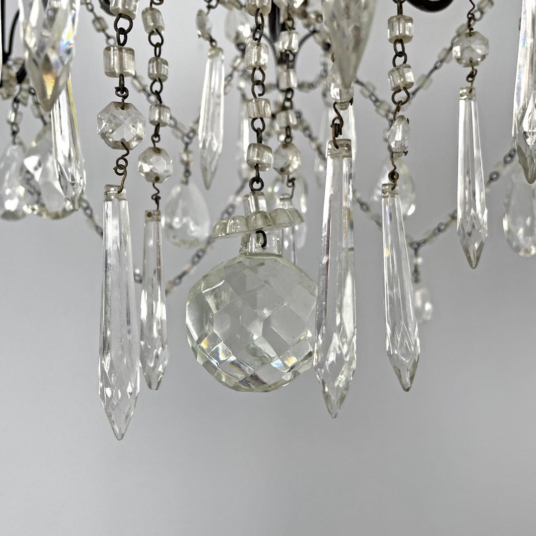 Italian glass drop chandelier with metal structure, 1950s For Sale 12