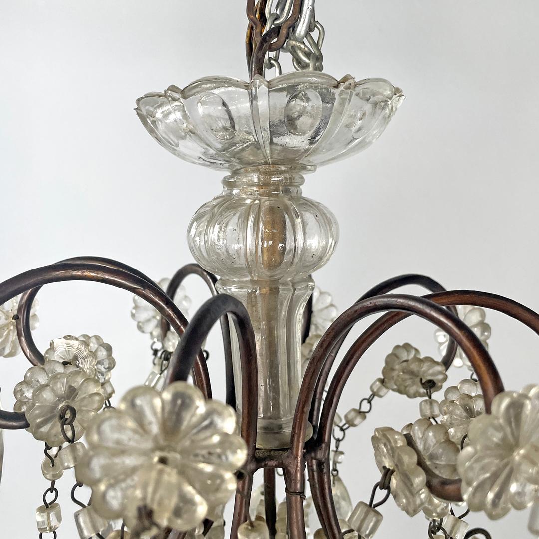 Italian glass drop chandelier with metal structure, 1950s For Sale 3