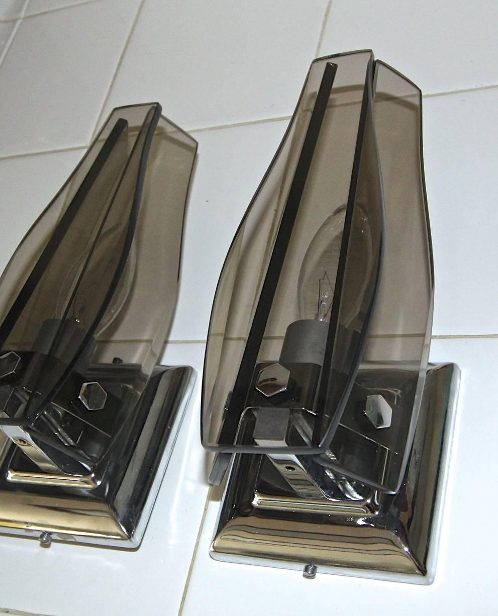 Vetro Applique in vetro italiano in stile Fontana Arte in vendita