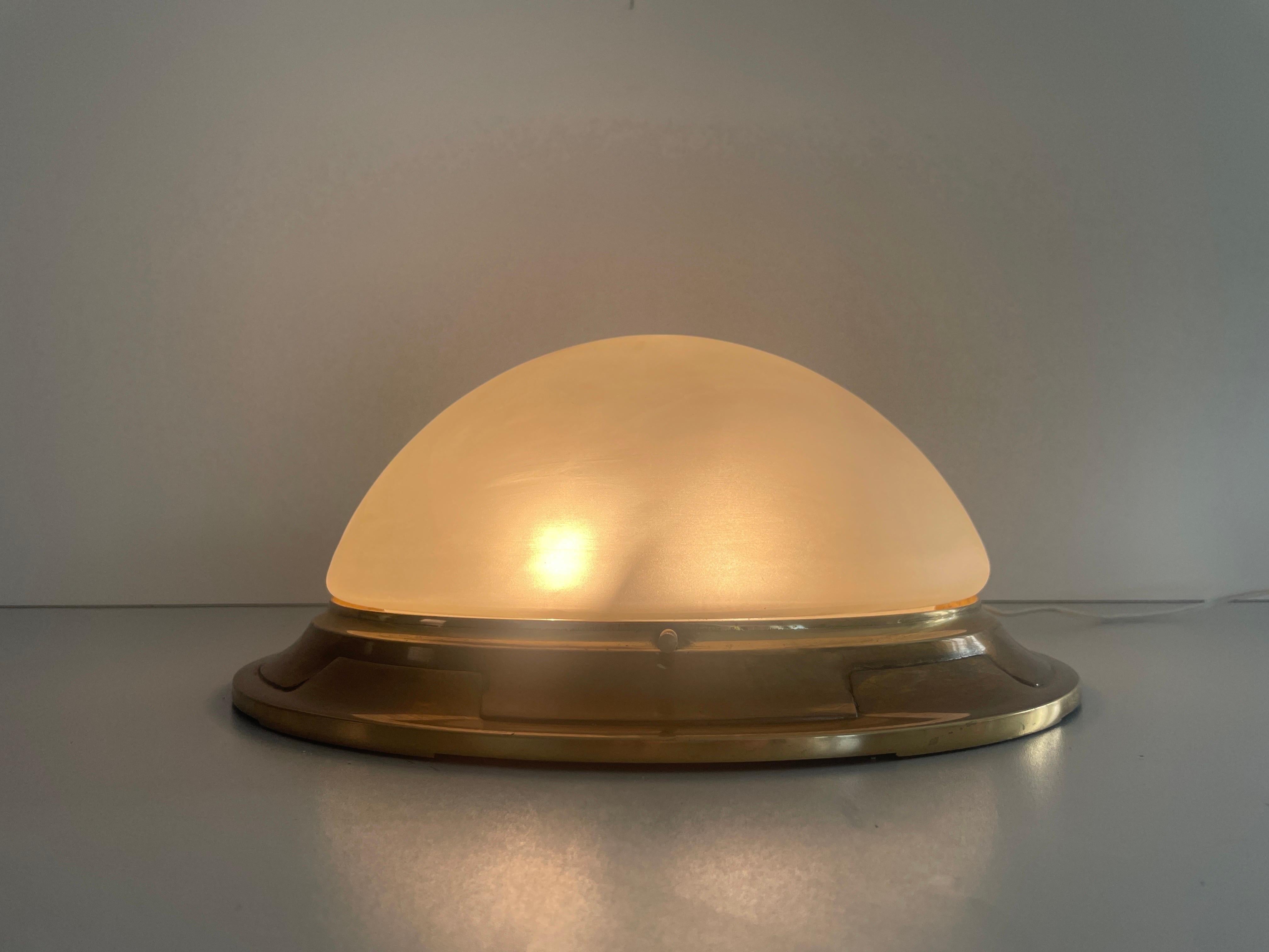 Italian Glass & Heavy Brass Base Ceiling Lamp by Mod Dep Lamp Art, 1960s, Italy For Sale 5