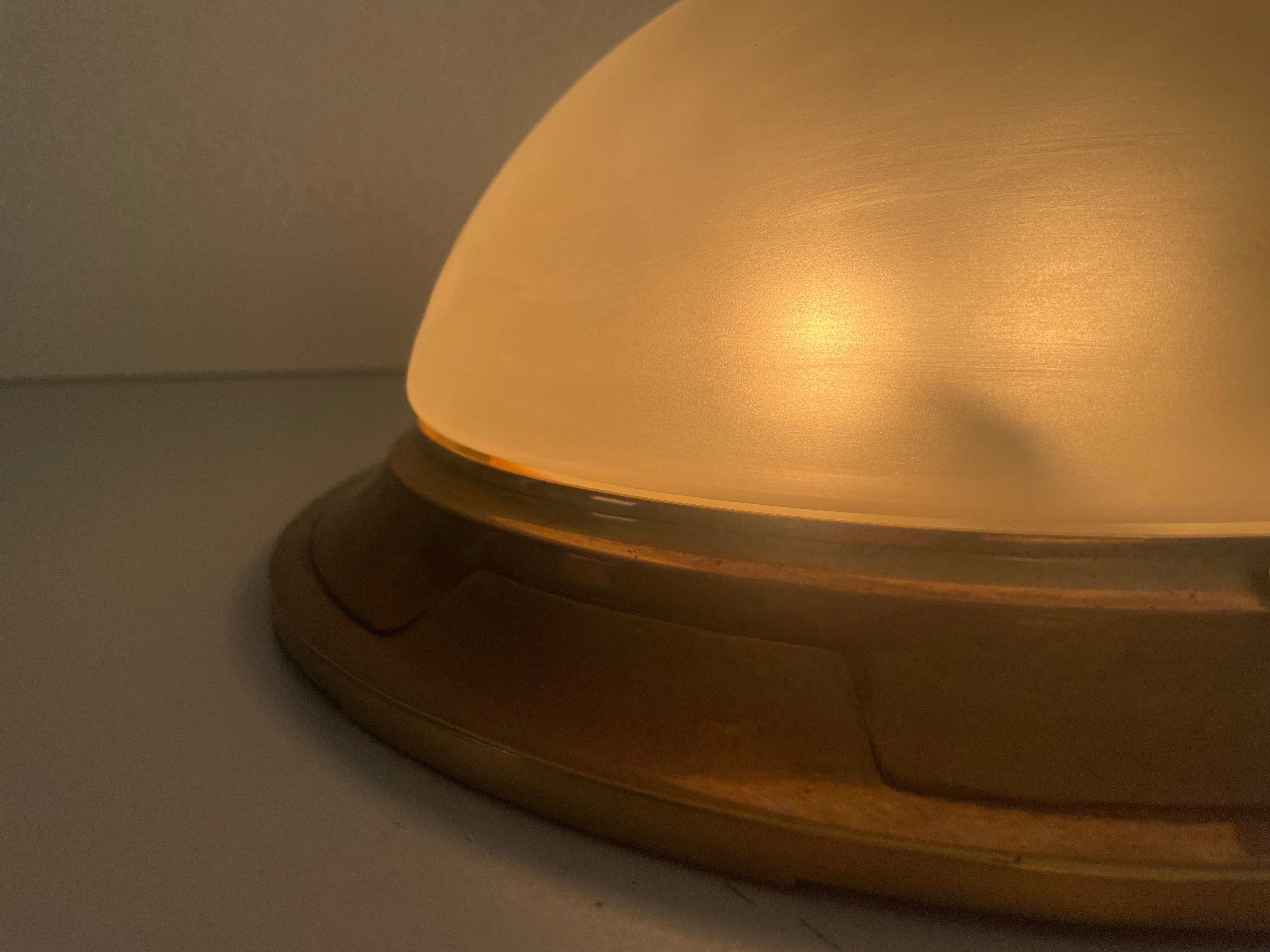 Italian Glass & Heavy Brass Base Ceiling Lamp by Mod Dep Lamp Art, 1960s, Italy For Sale 6