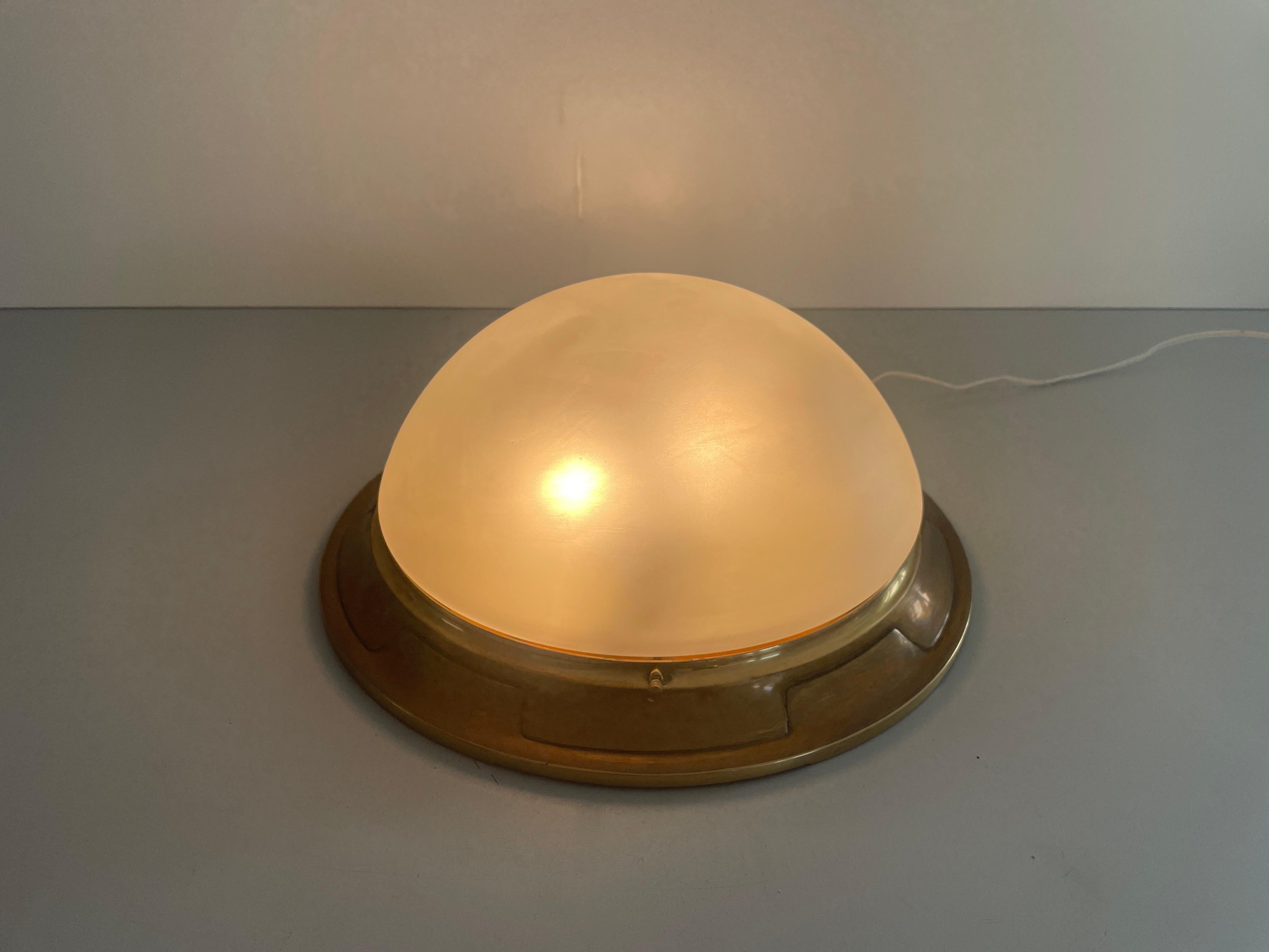 Italian Glass & Heavy Brass Base Ceiling Lamp by Mod Dep Lamp Art, 1960s, Italy For Sale 7