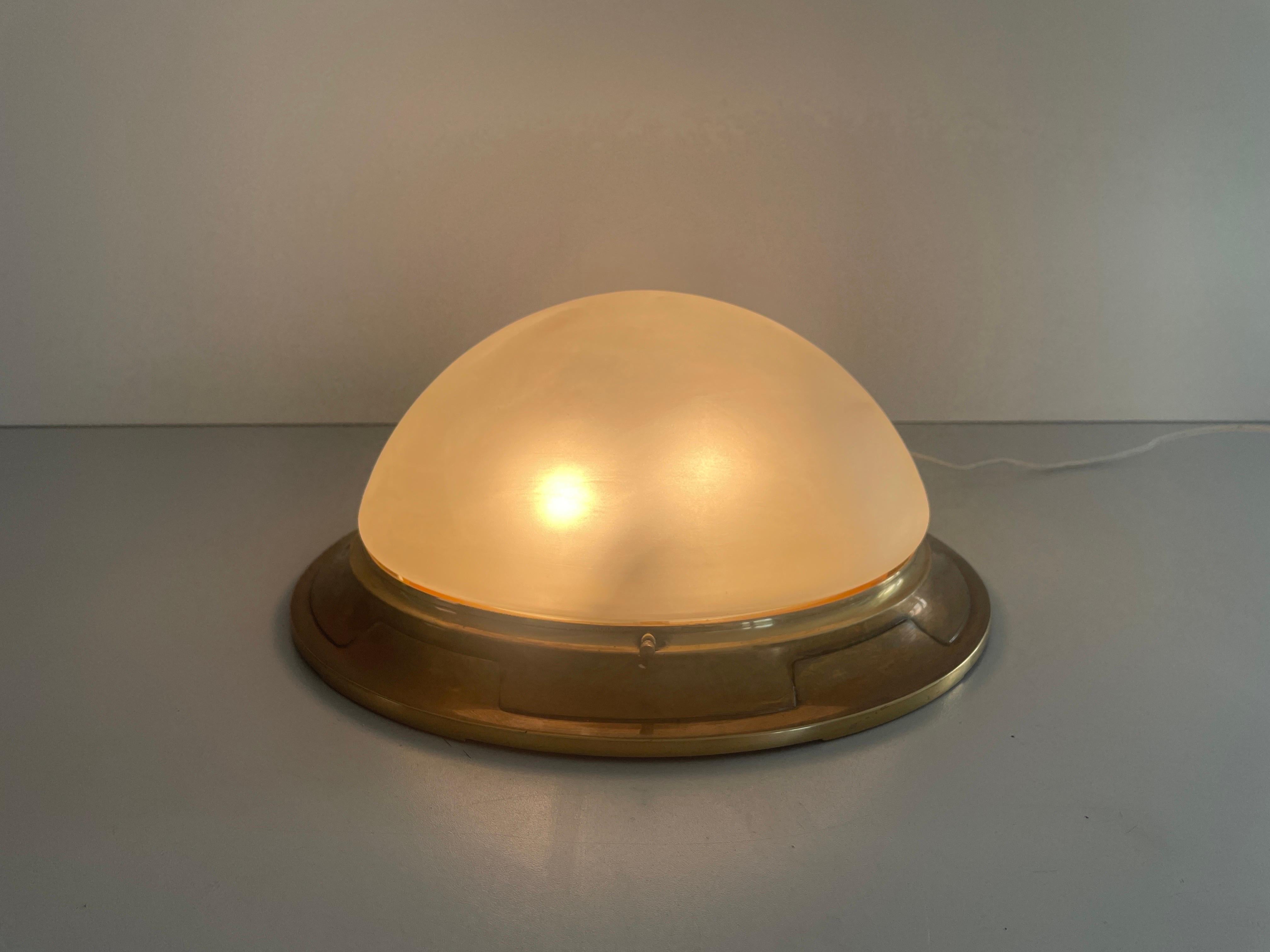 Italian Glass & Heavy Brass Base Ceiling Lamp by Mod Dep Lamp Art, 1960s, Italy For Sale 8