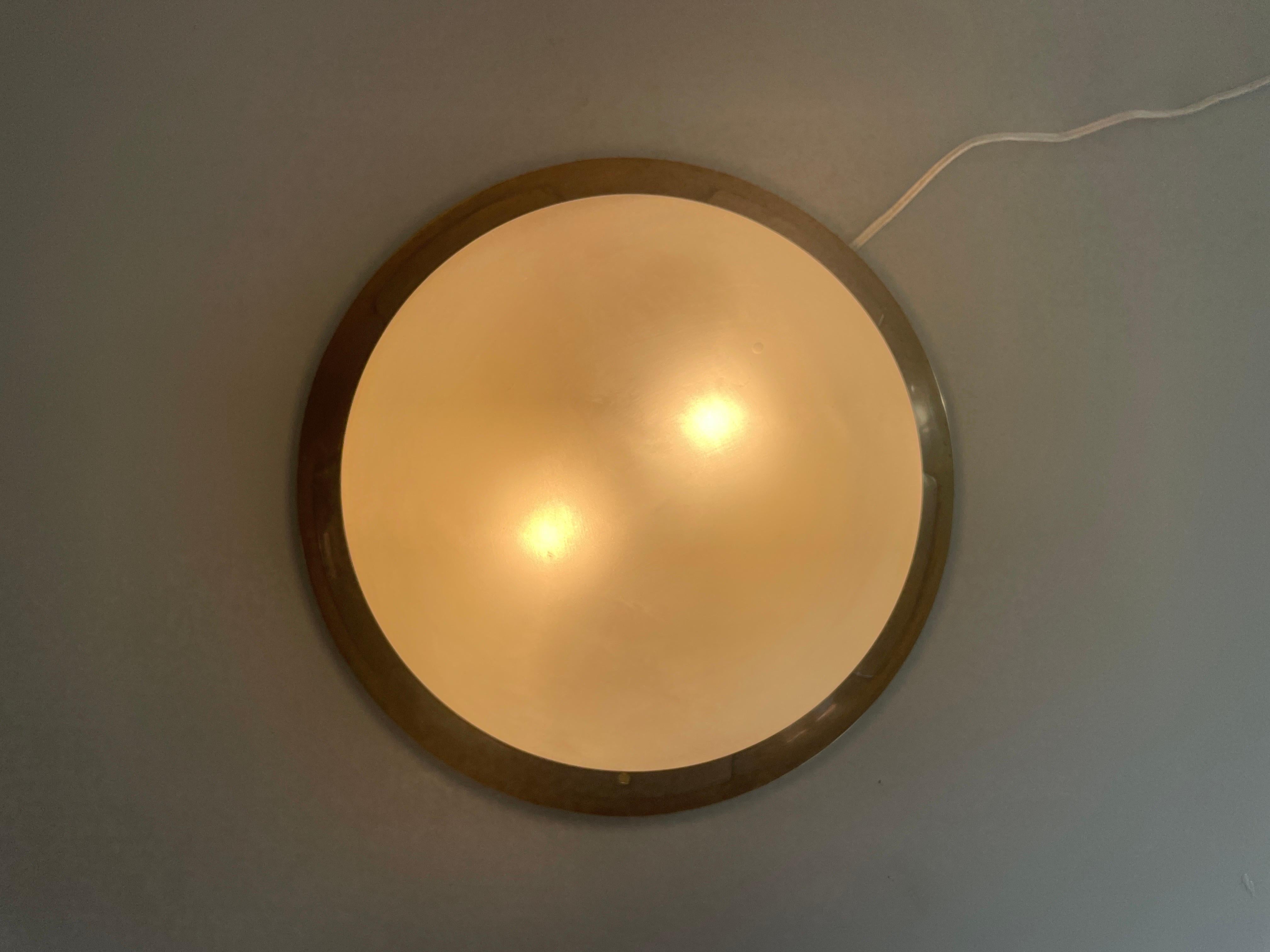 Italian Glass & Heavy Brass Base Ceiling Lamp by Mod Dep Lamp Art, 1960s, Italy For Sale 9