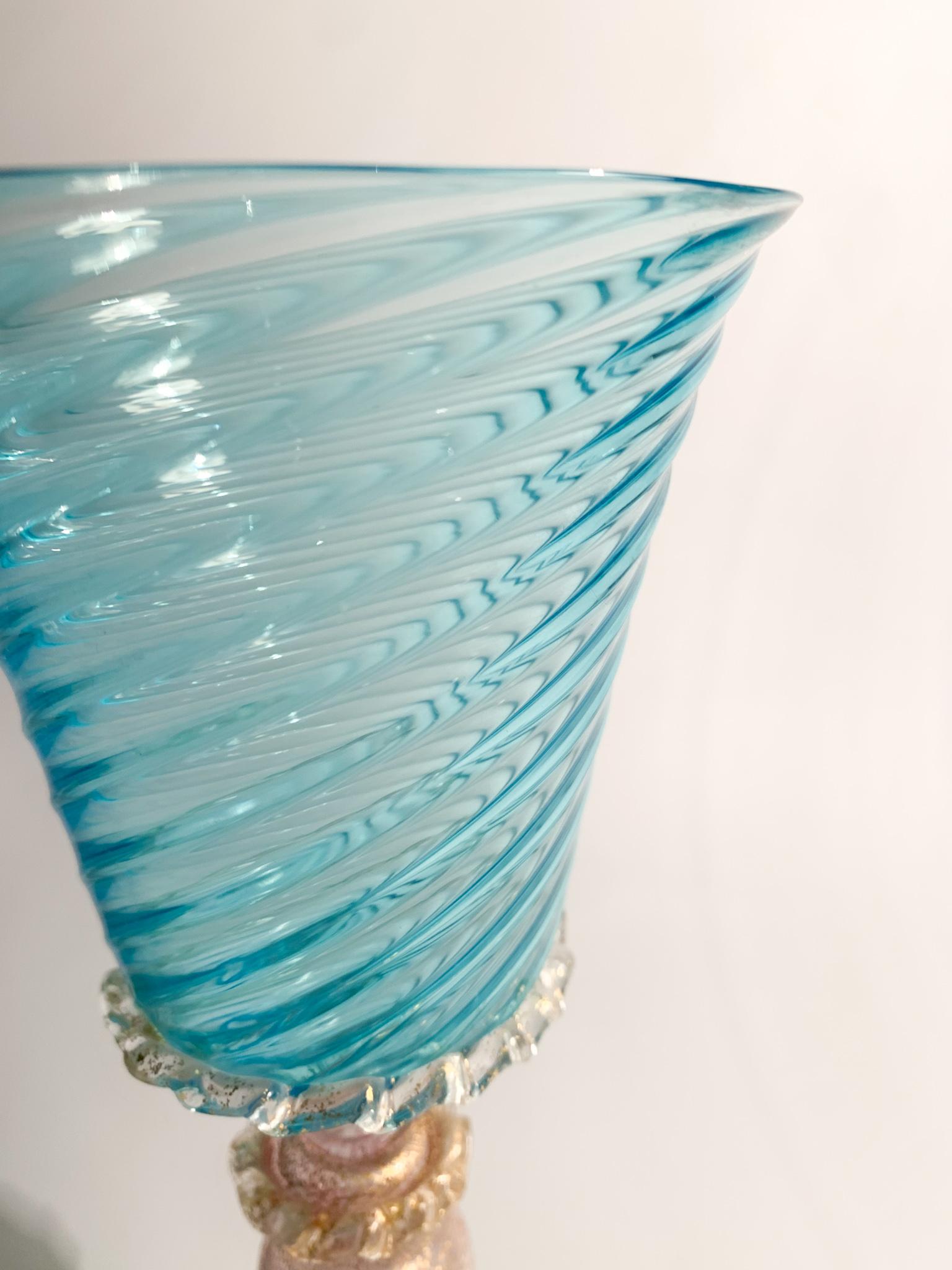 Italian Glass in Light Blue and Pink Murano Glass from the 1950s 5