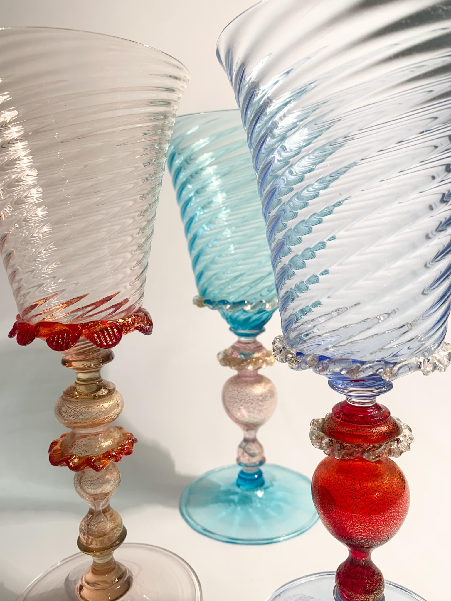 Italian Glass in Light Blue and Pink Murano Glass from the 1950s 8