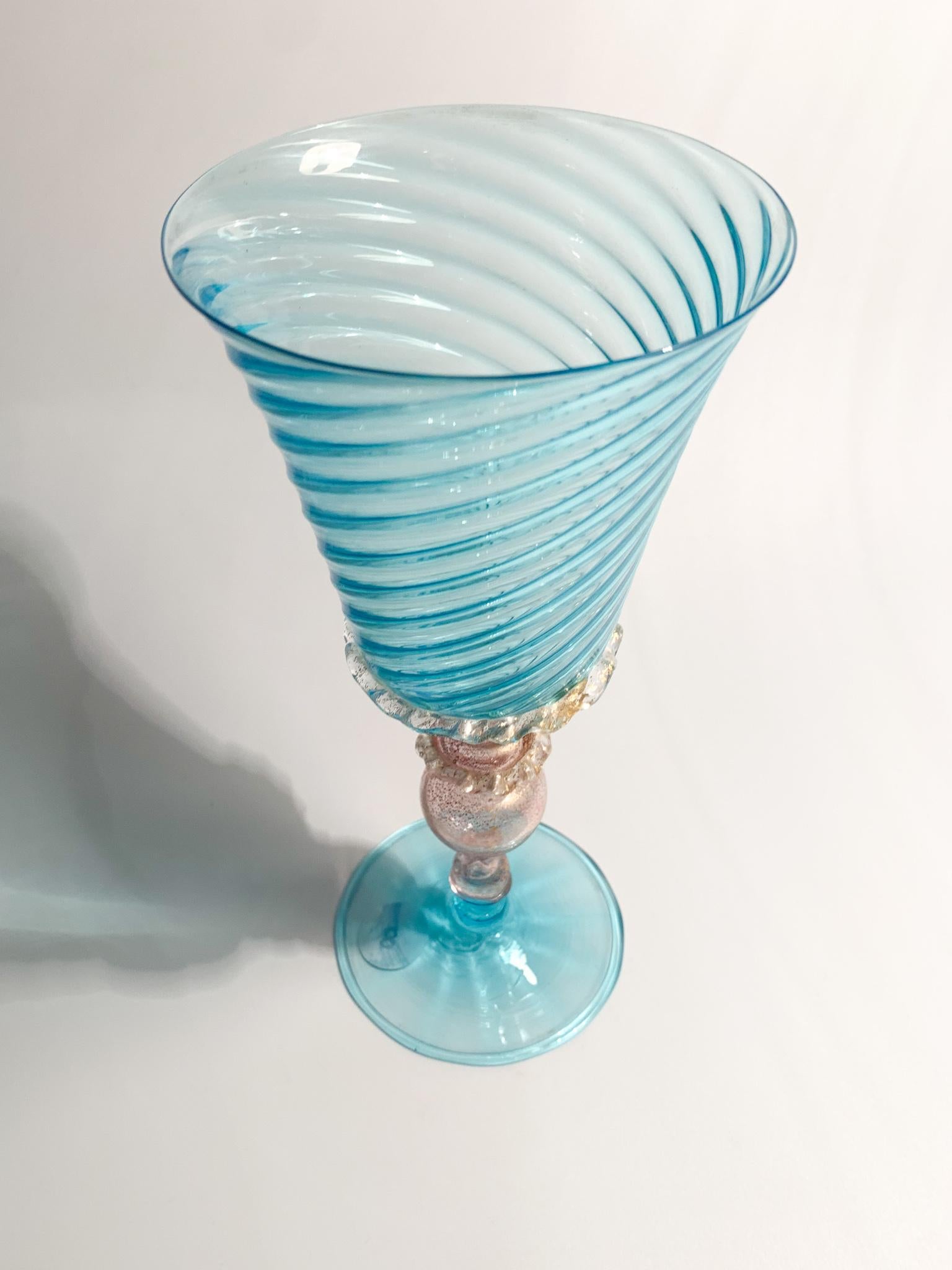 Mid-Century Modern Italian Glass in Light Blue and Pink Murano Glass from the 1950s