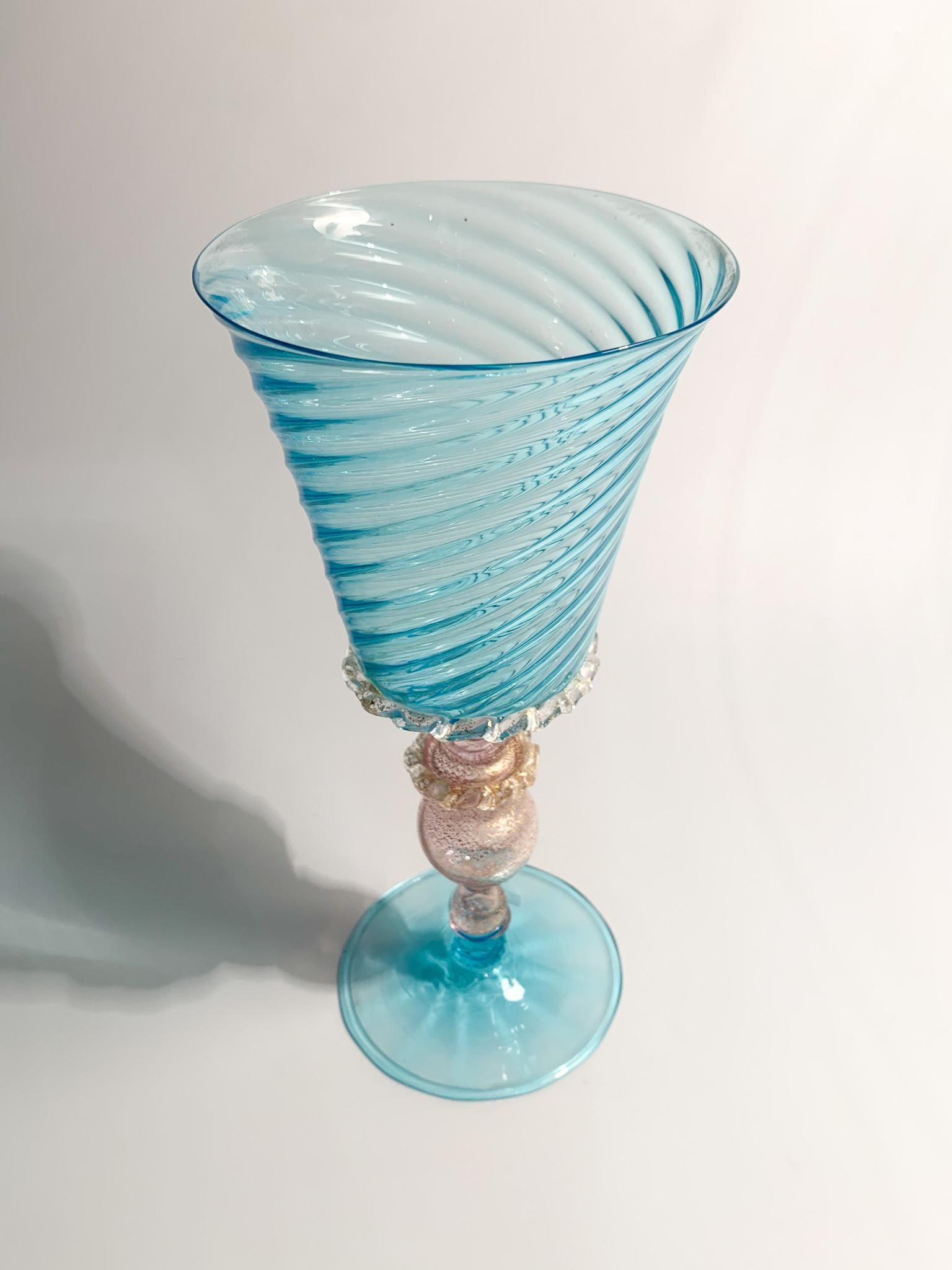 Mid-20th Century Italian Glass in Light Blue and Pink Murano Glass from the 1950s