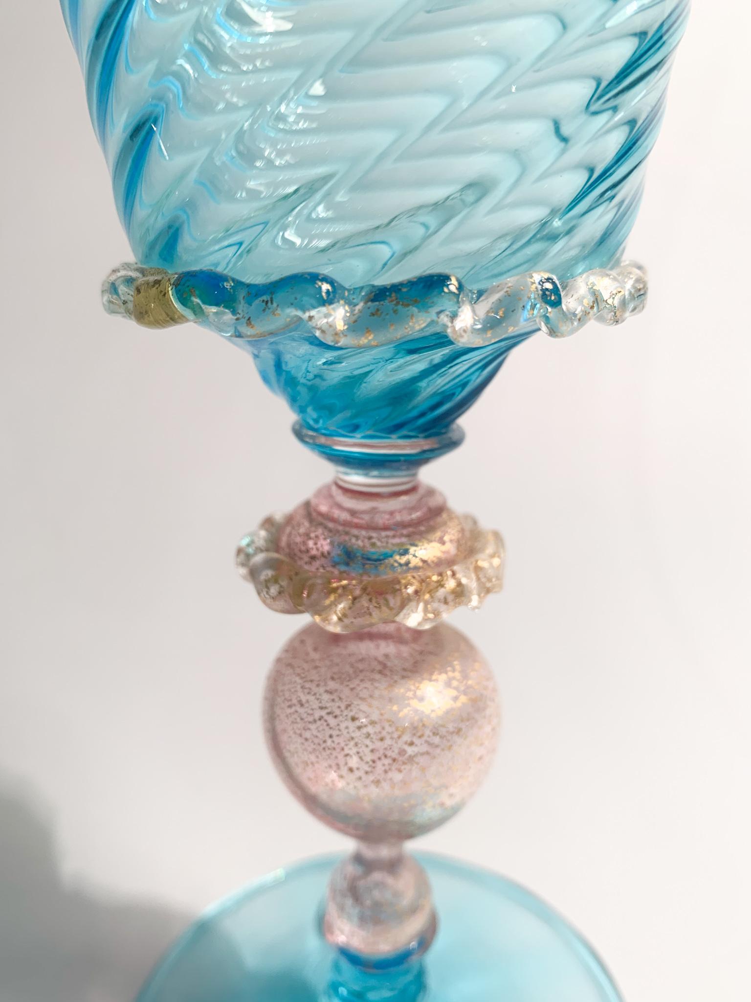 Italian Glass in Light Blue and Pink Murano Glass from the 1950s 1