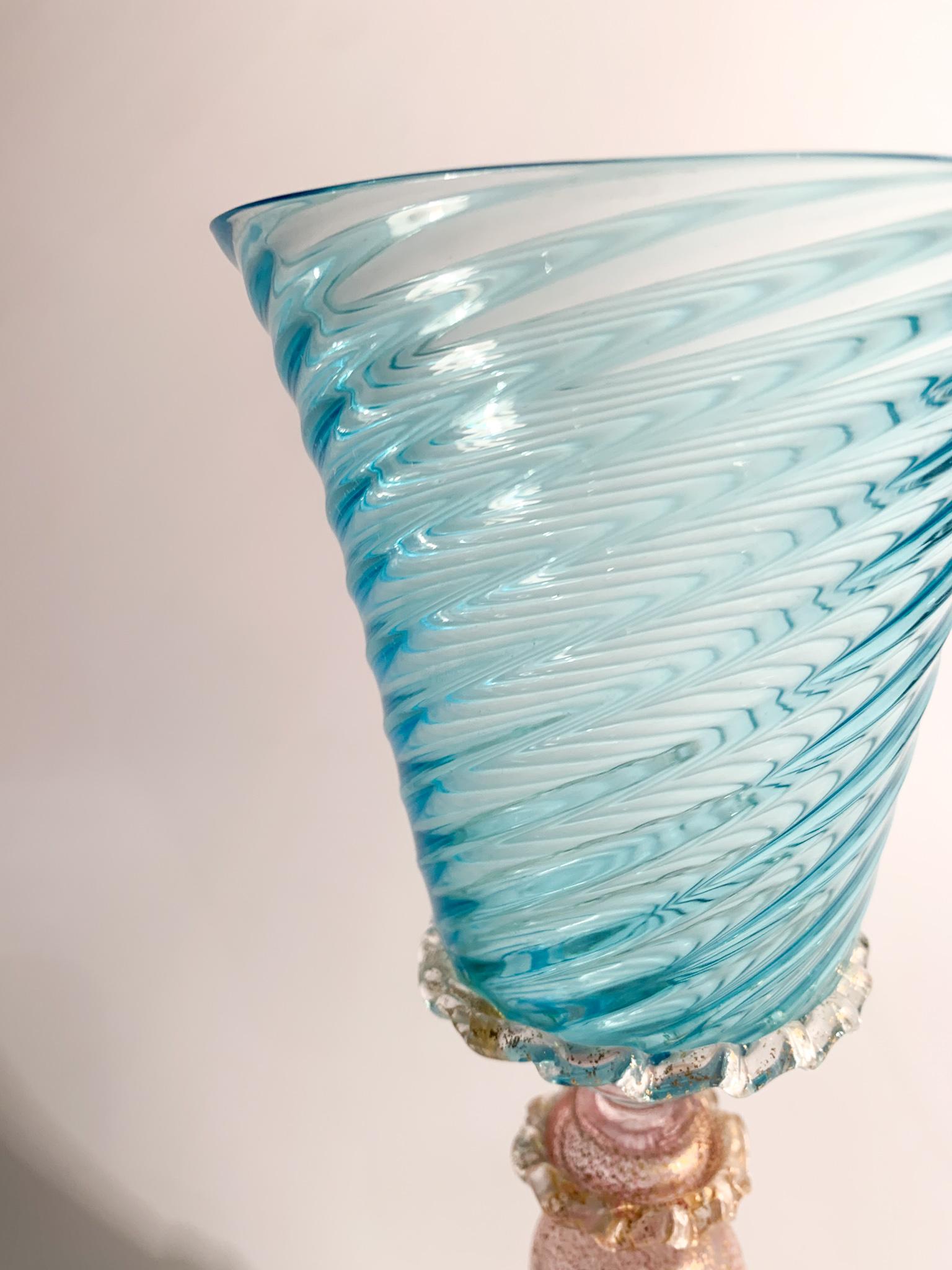 Italian Glass in Light Blue and Pink Murano Glass from the 1950s 2