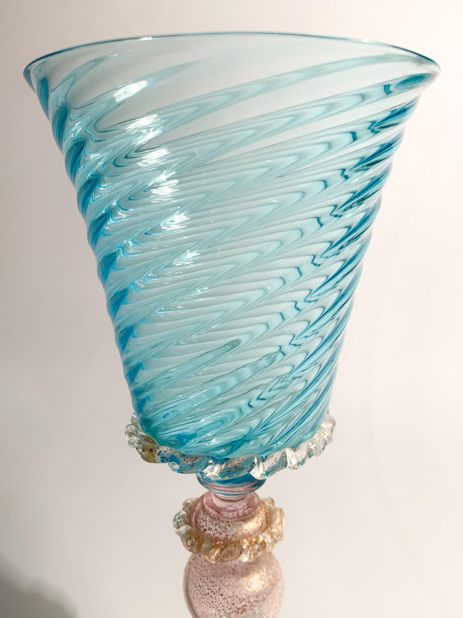 Italian Glass in Light Blue and Pink Murano Glass from the 1950s 3