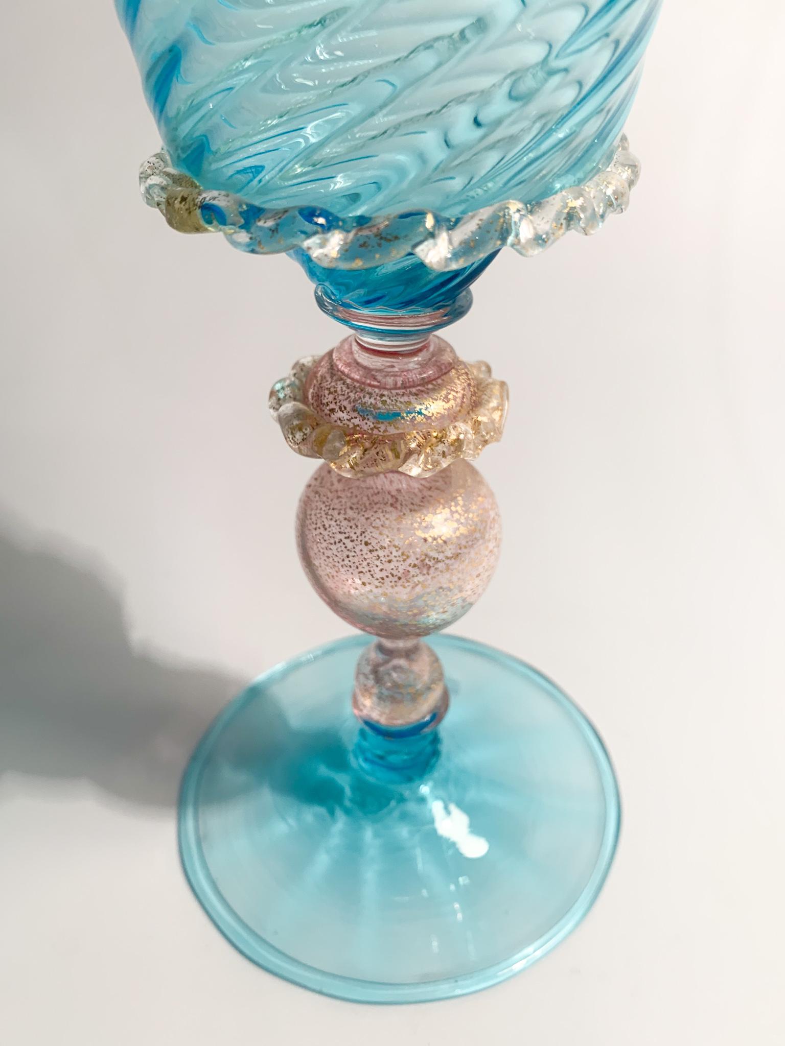 Italian Glass in Light Blue and Pink Murano Glass from the 1950s 4