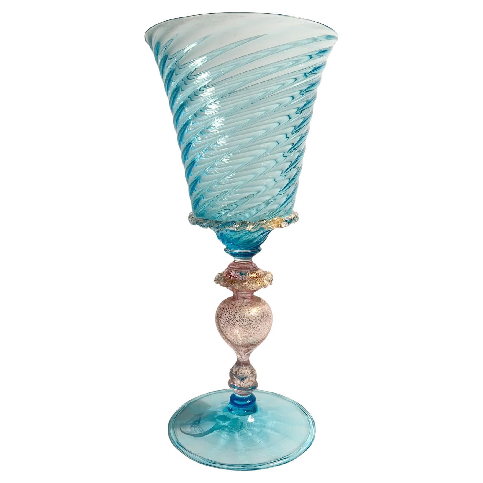 Italian Glass in Light Blue and Pink Murano Glass from the 1950s