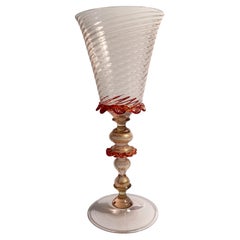 Retro Italian Glass in Pink and Red Gold Leaf Murano Glass from the 1950s