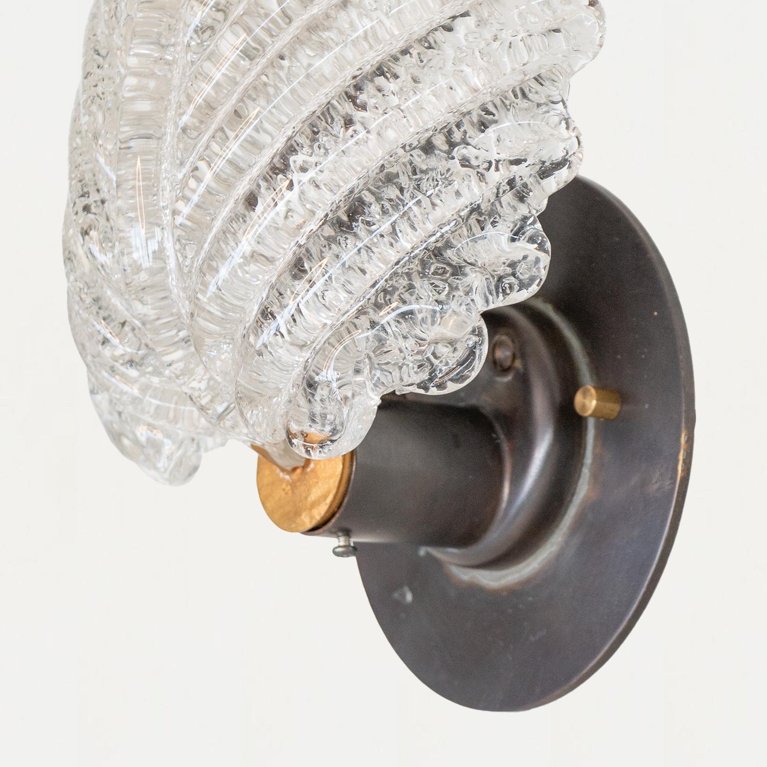 Italian Glass Leaf Sconce For Sale 2